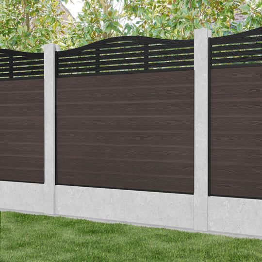 Classic Aspen Curved Top Fence Panel - Mid Brown - for existing concrete posts