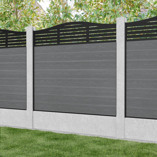 Classic Aspen Curved Top Fence Panel - Mid Grey - for existing concrete posts