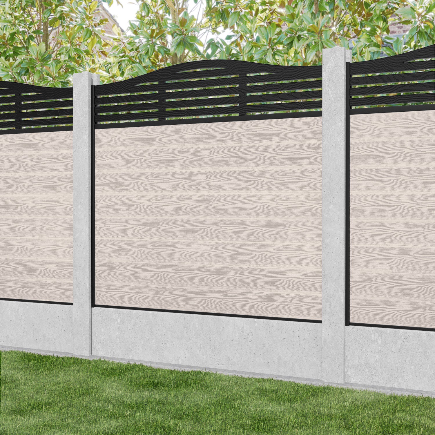 Classic Aspen Curved Top Fence Panel - Mid Stone - for existing concrete posts
