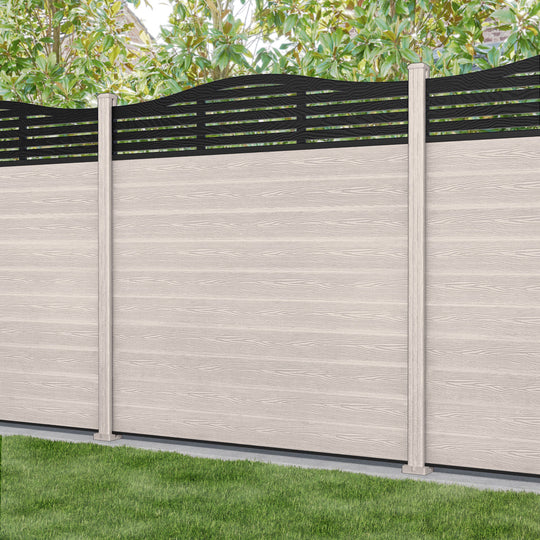 Classic Aspen Curved Top Fence Panel - Mid Stone - with our composite posts