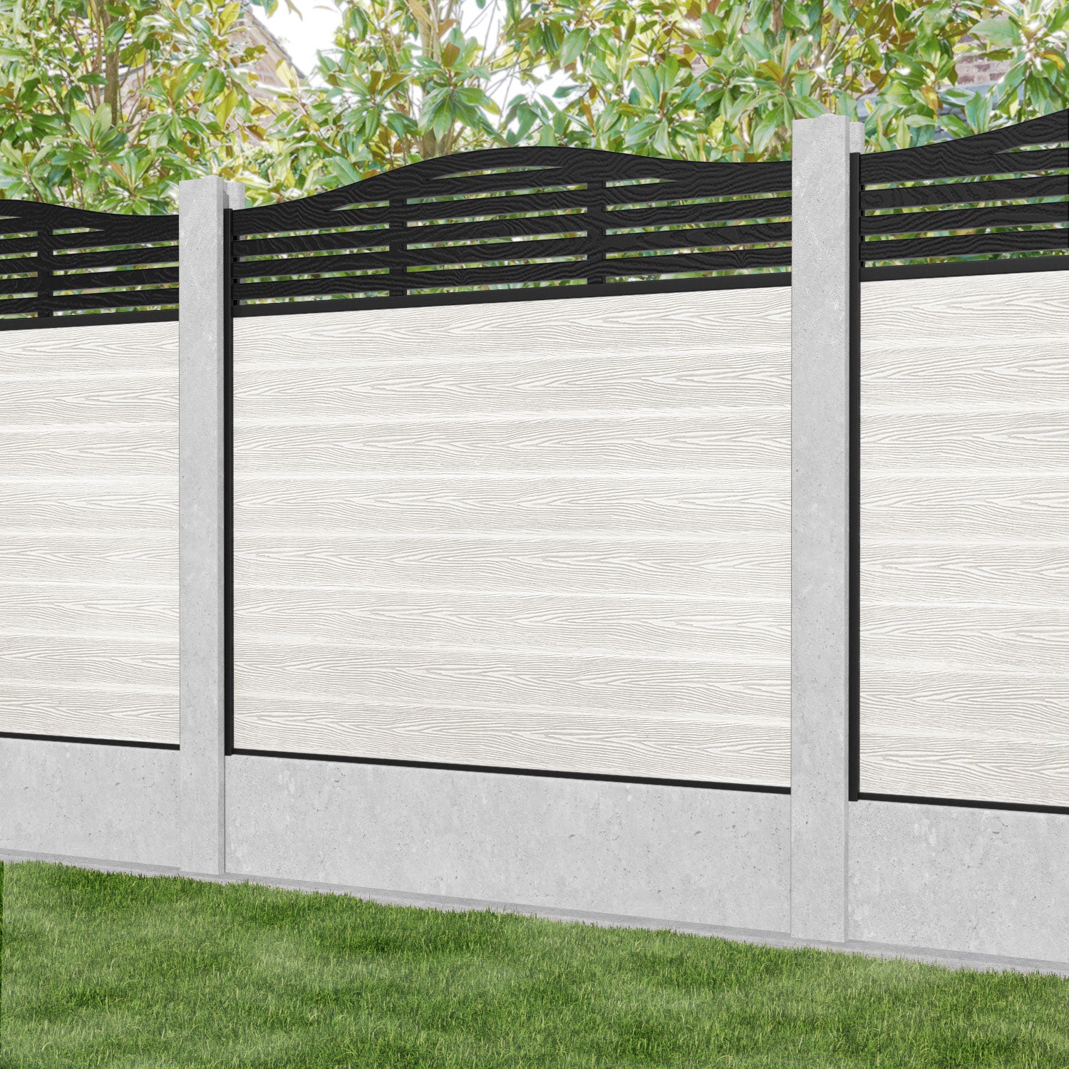 Classic Aspen Curved Top Fence Panel - Light Stone - for existing concrete posts