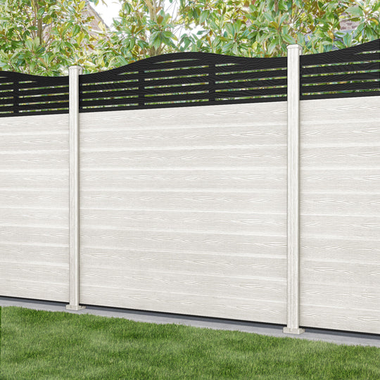 Classic Aspen Curved Top Fence Panel - Light Stone - with our composite posts