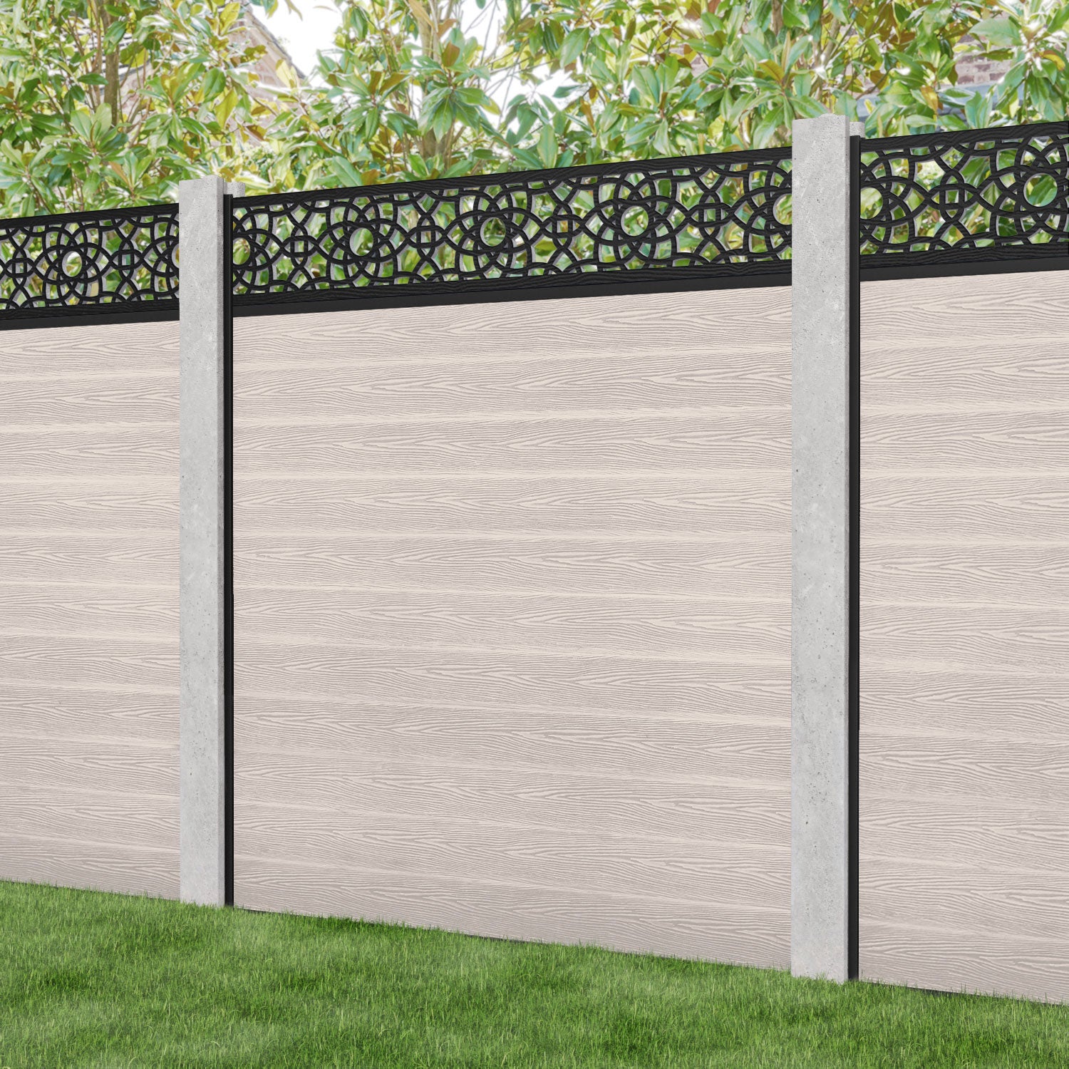 Classic Ambar Fence Panel - Mid Stone - for existing concrete posts