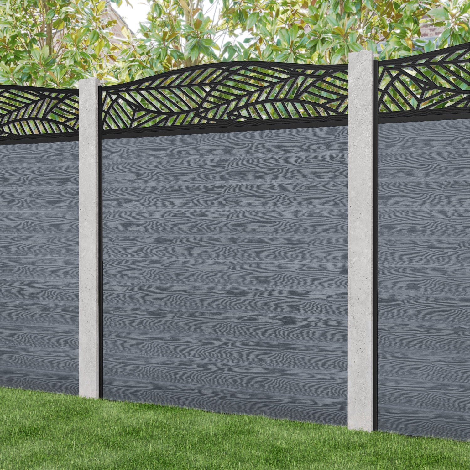 Classic Habitat Curved Top Fence Panel - Anthracite - for existing concrete posts