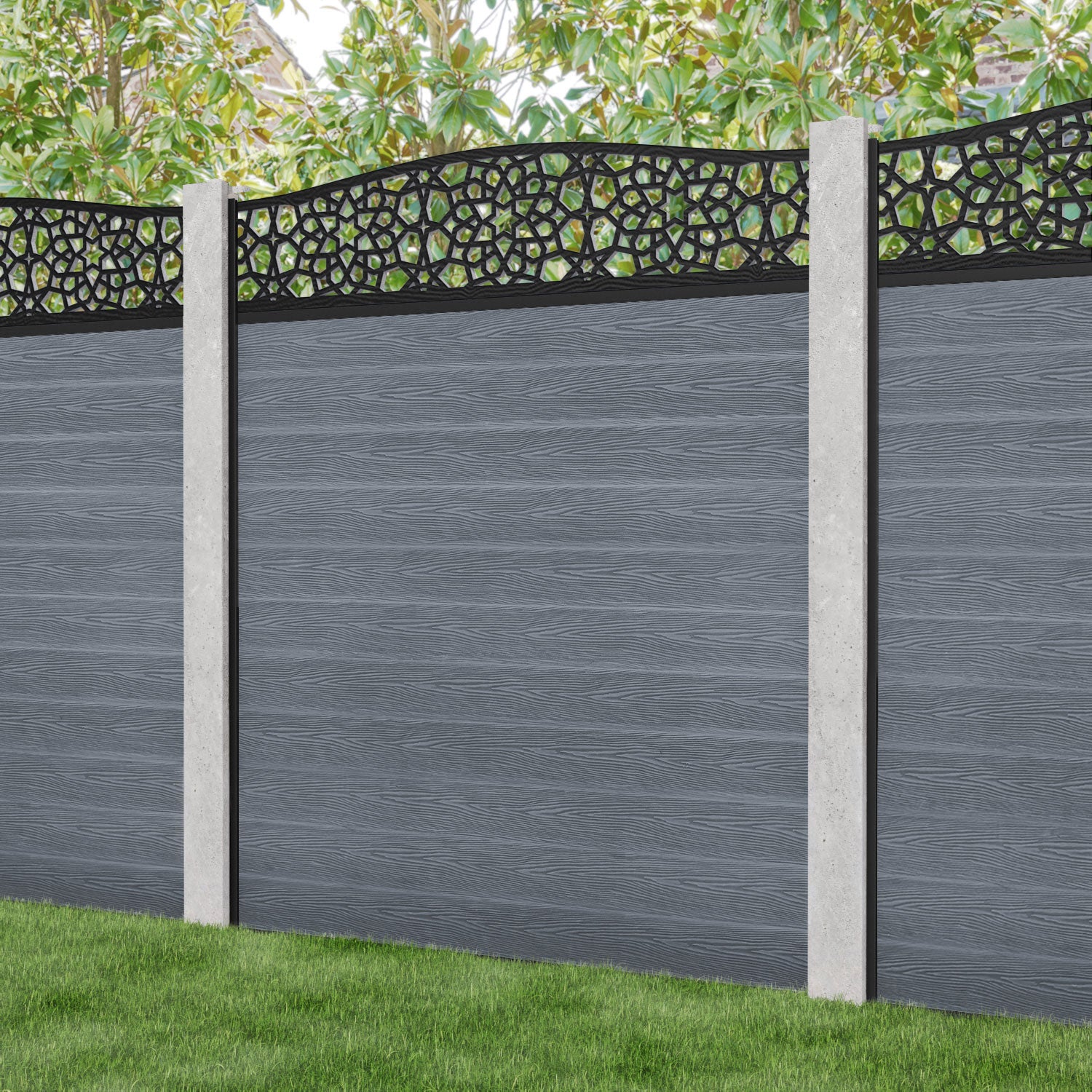 Classic Nazira Curved Top Fence Panel - Anthracite - for existing concrete posts