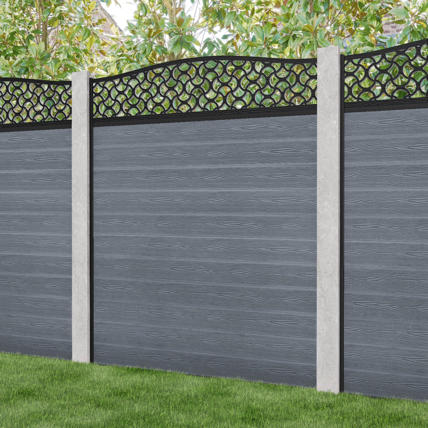 Classic Vida Curved Top Fence Panel - Anthracite - for existing concrete posts