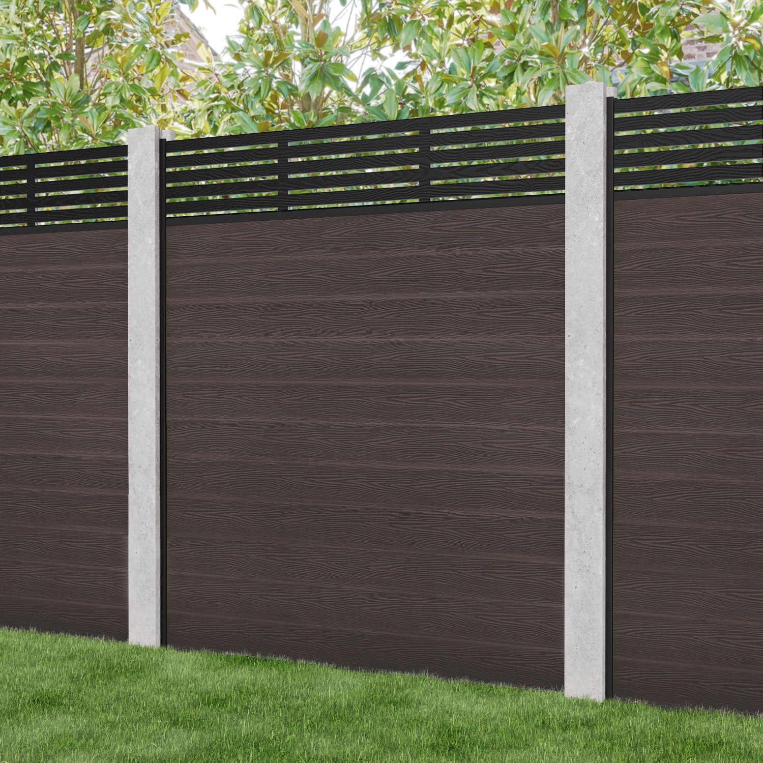 Classic Aspen Fence Panel - Mid Brown - for existing concrete posts