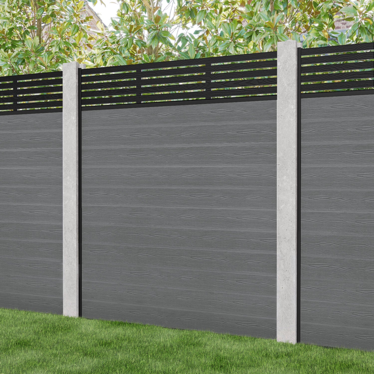 Classic Aspen Fence Panel - Mid Grey - for existing concrete posts