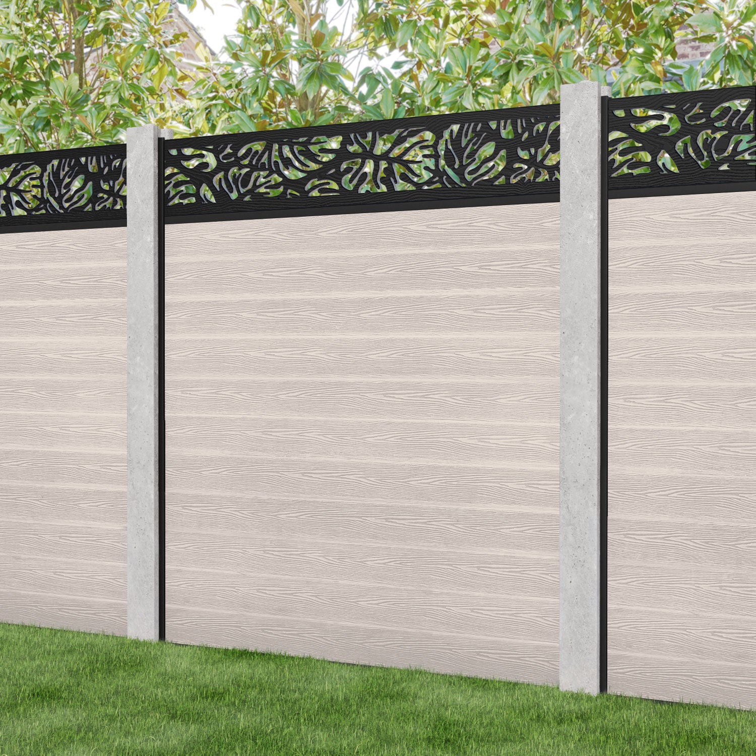 Classic Botanic Fence Panel - Mid Stone - for existing concrete posts