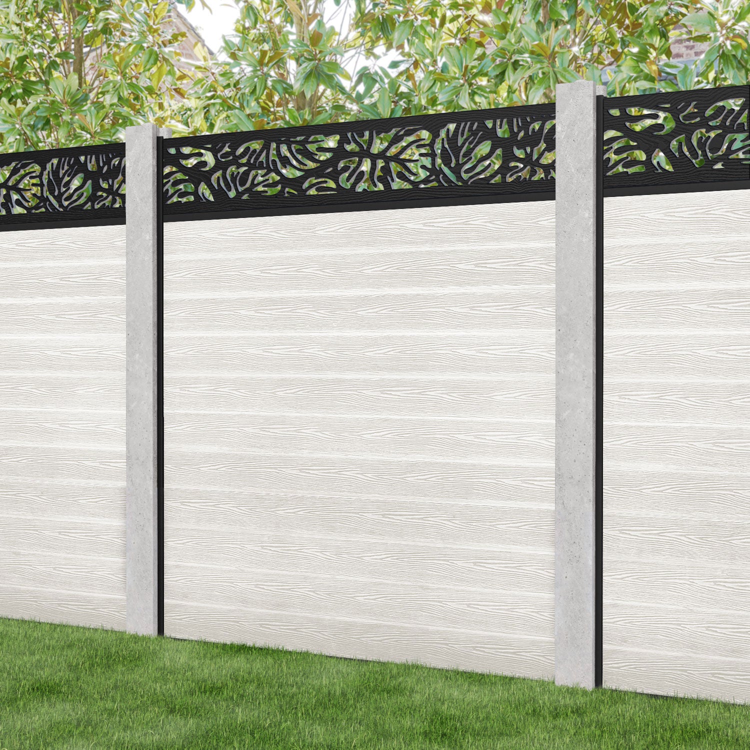 Classic Botanic Fence Panel - Light Stone - for existing concrete posts
