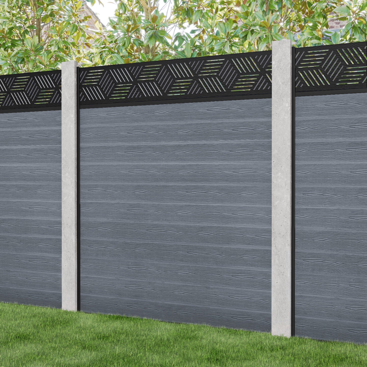 Classic Cubed Fence Panel - Anthracite - for existing concrete posts