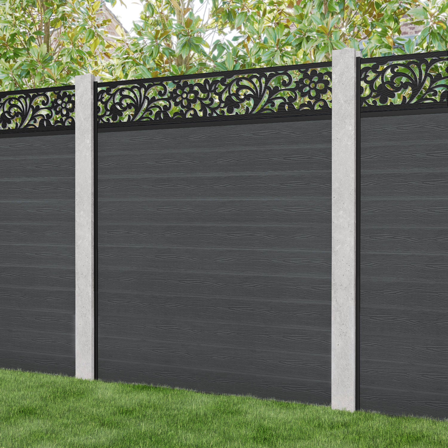 Classic Eden Fence Panel - Dark Grey - for existing concrete posts