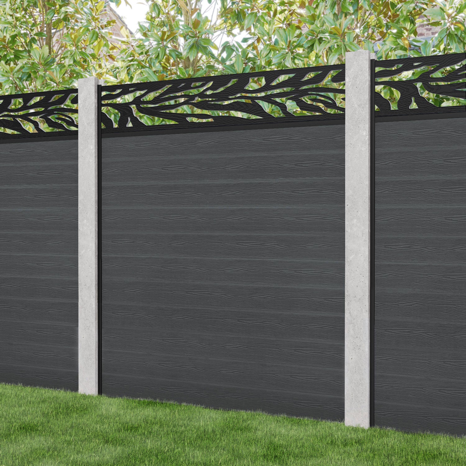 Classic Malawi Fence Panel - Dark Grey - for existing concrete posts