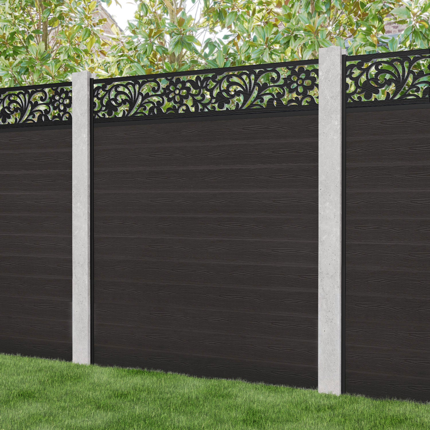 Classic Eden Fence Panel - Dark Oak - for existing concrete posts