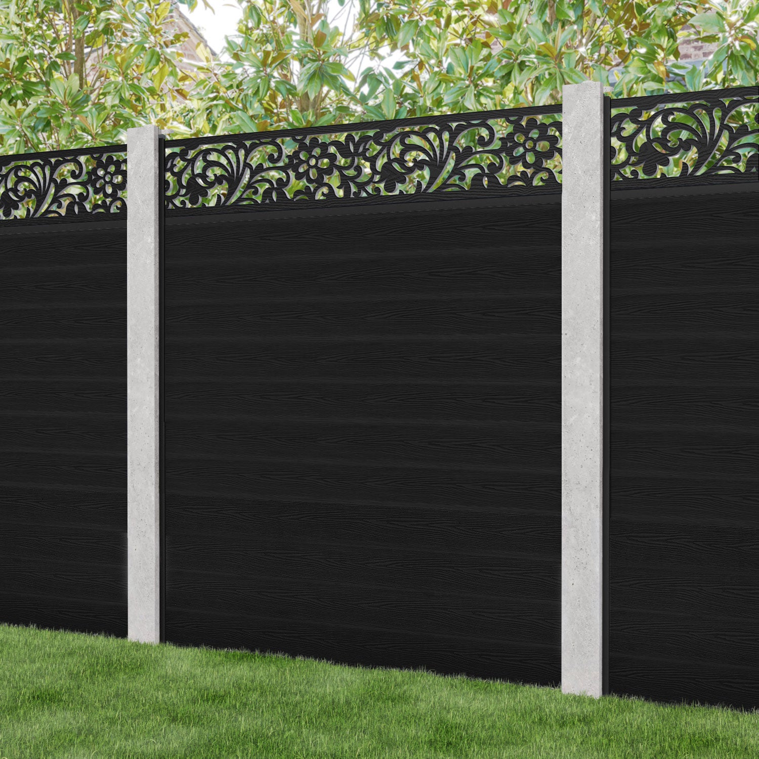 Classic Eden Fence Panel - Black - for existing concrete posts