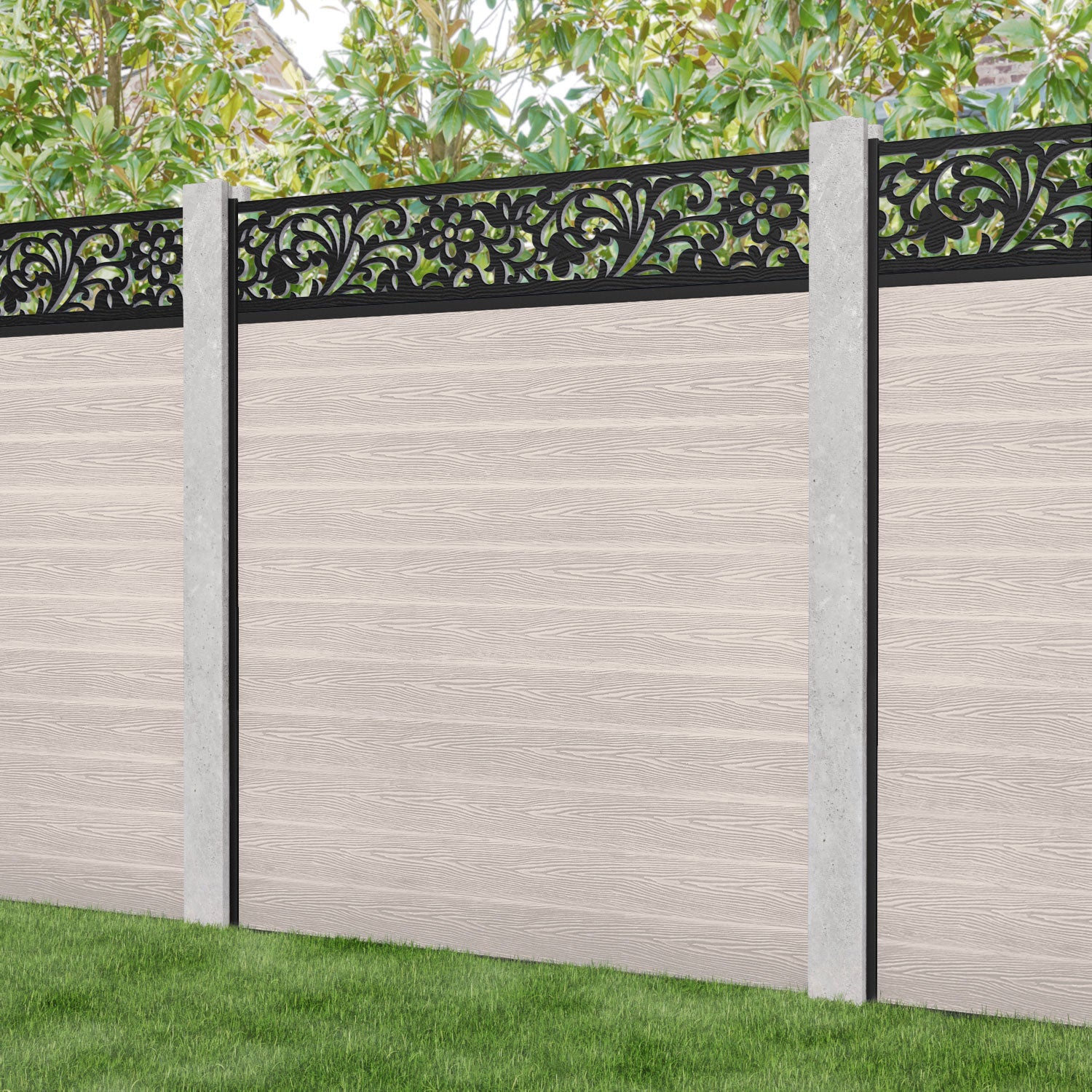 Classic Eden Fence Panel - Mid Stone - for existing concrete posts
