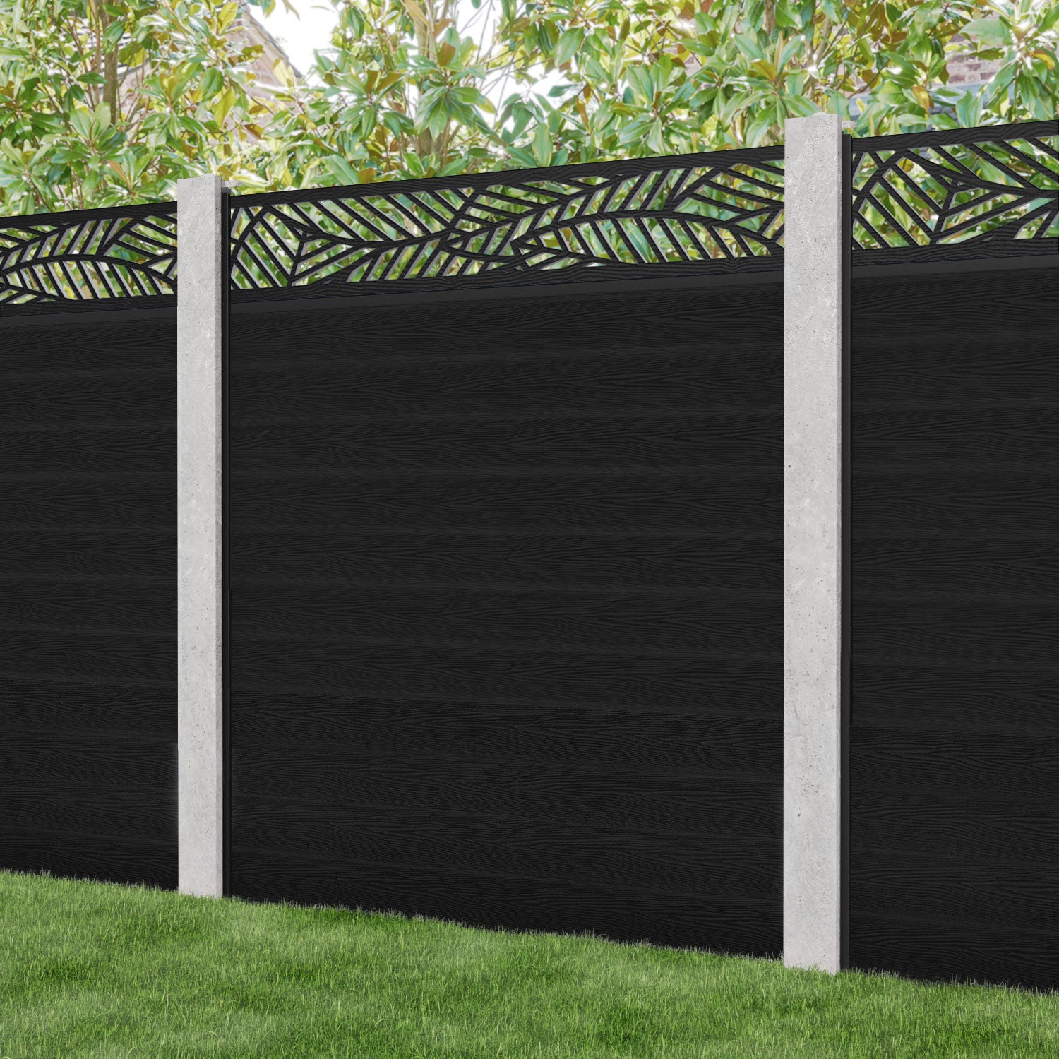 Classic Habitat Fence Panel - Black - for existing concrete posts
