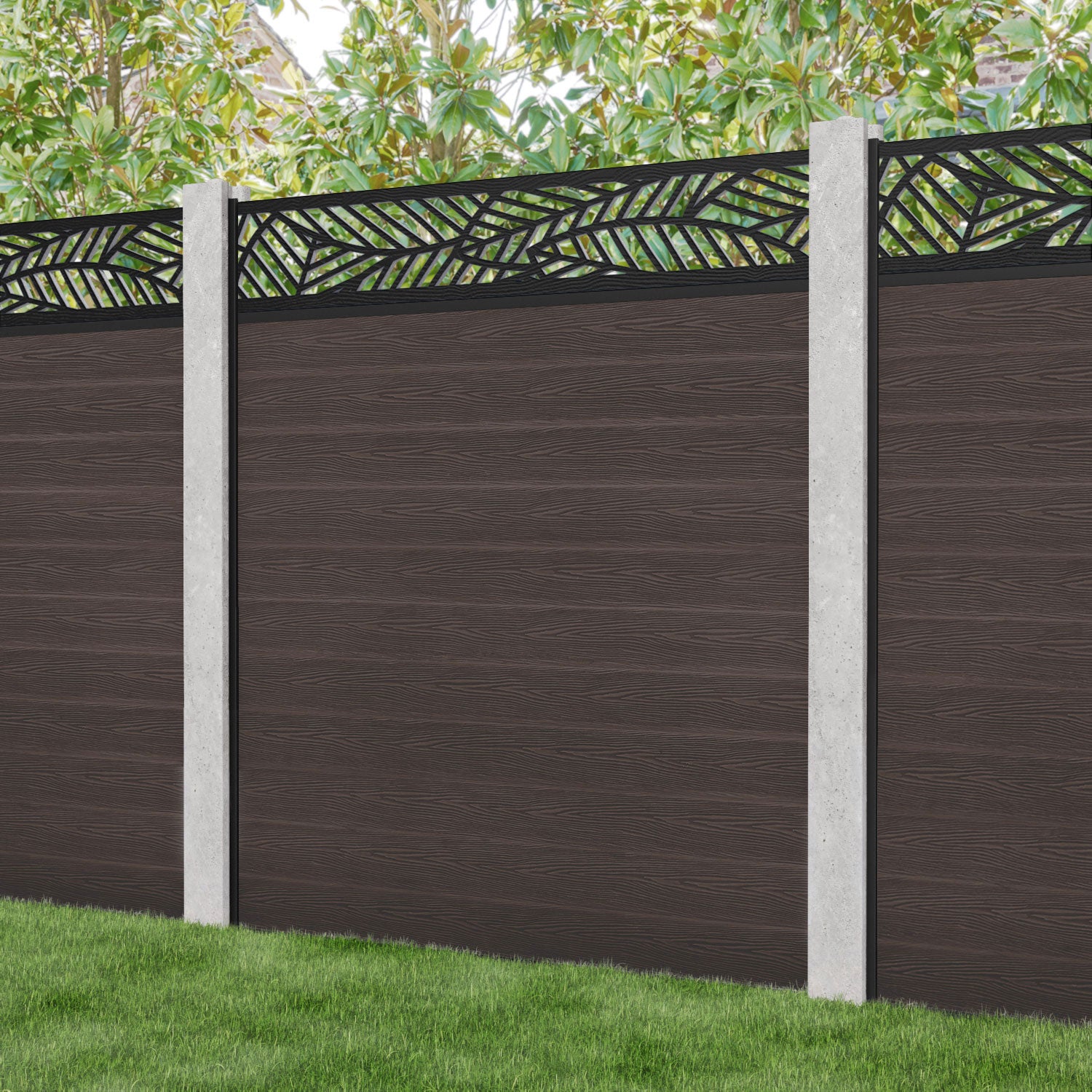 Classic Habitat Fence Panel - Mid Brown - for existing concrete posts