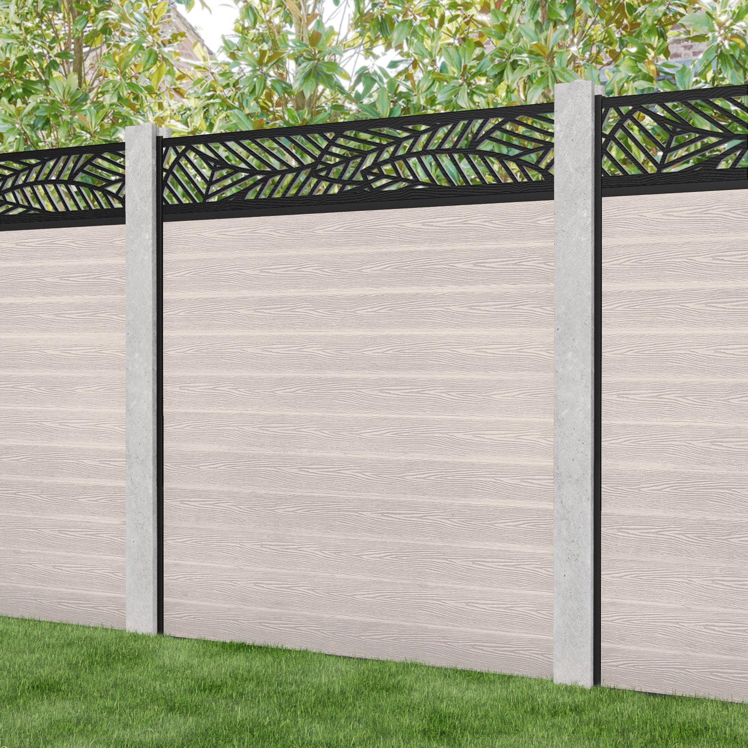 Classic Habitat Fence Panel - Mid Stone - for existing concrete posts