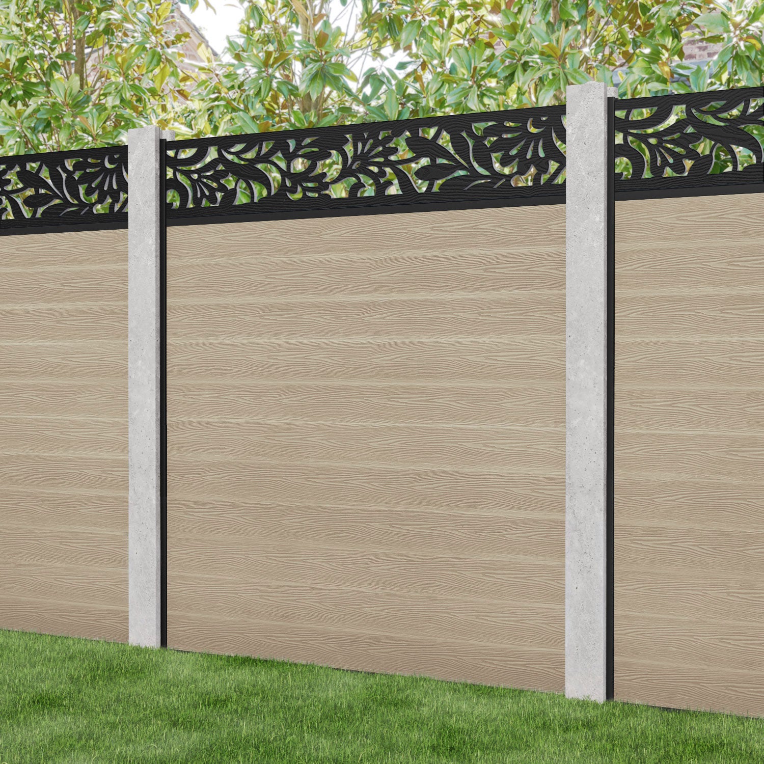 Classic Heritage Fence Panel - Light Oak - for existing concrete posts