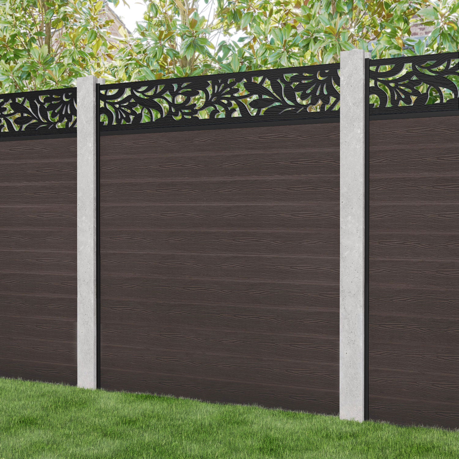 Classic Heritage Fence Panel - Mid Brown - for existing concrete posts