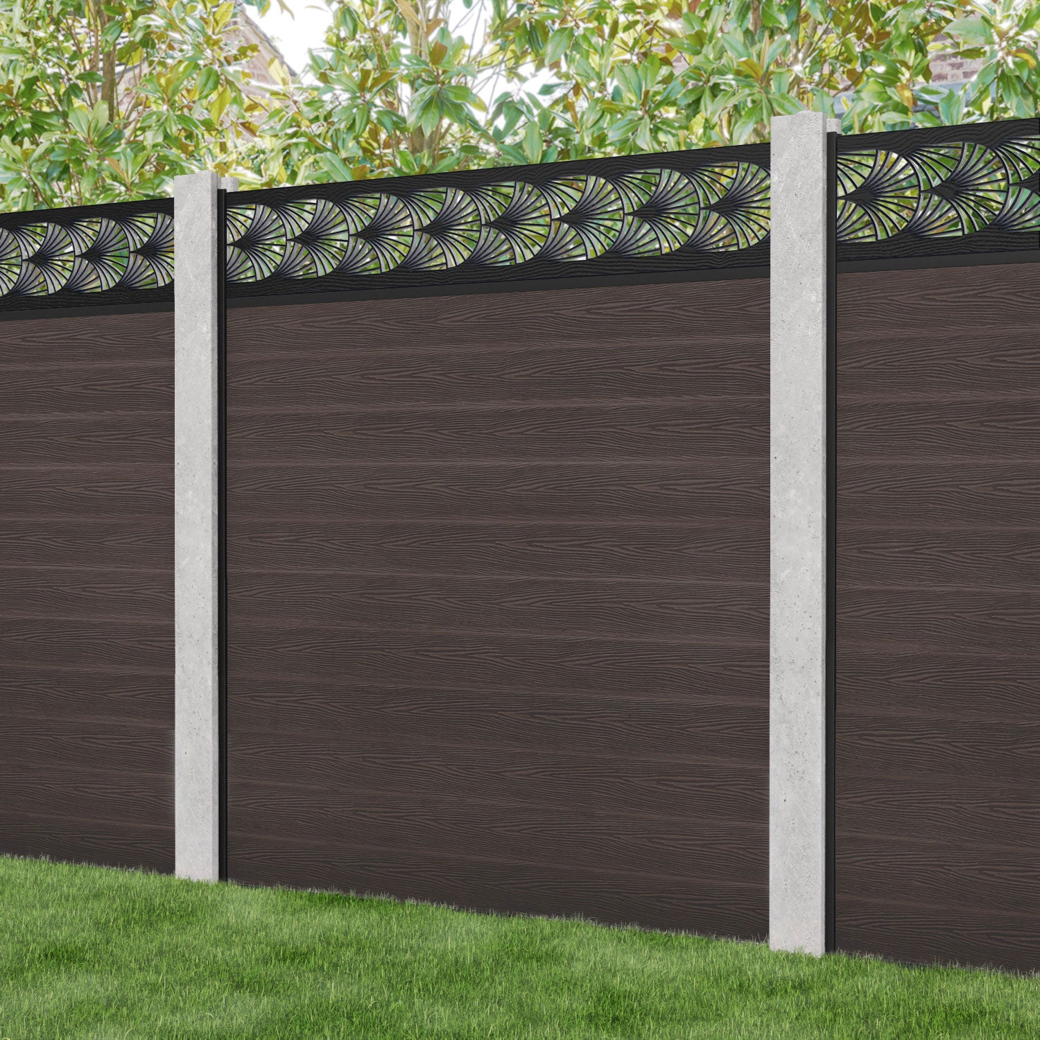 Classic Laurel Fence Panel - Mid Brown - for existing concrete posts