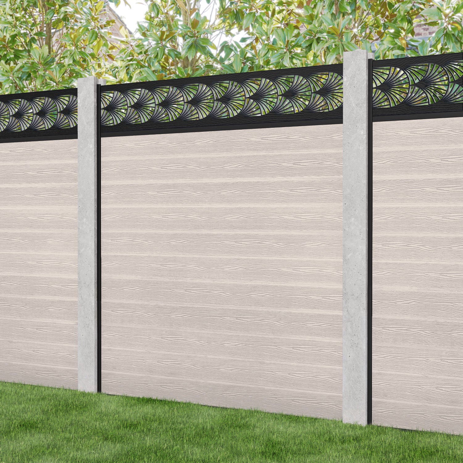 Classic Laurel Fence Panel - Mid Stone - for existing concrete posts