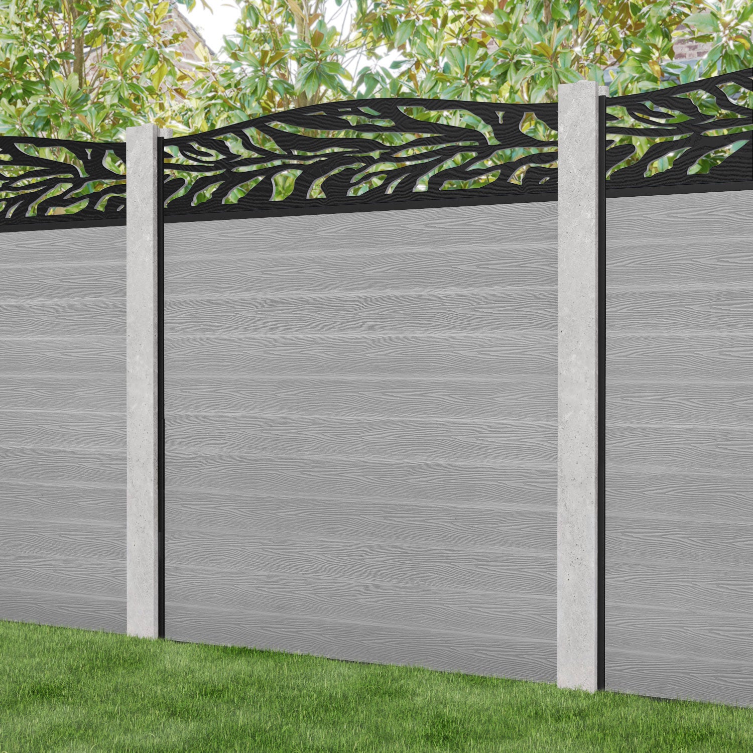 Classic Malawi Curved Top Fence Panel - Light Grey - for existing concrete posts