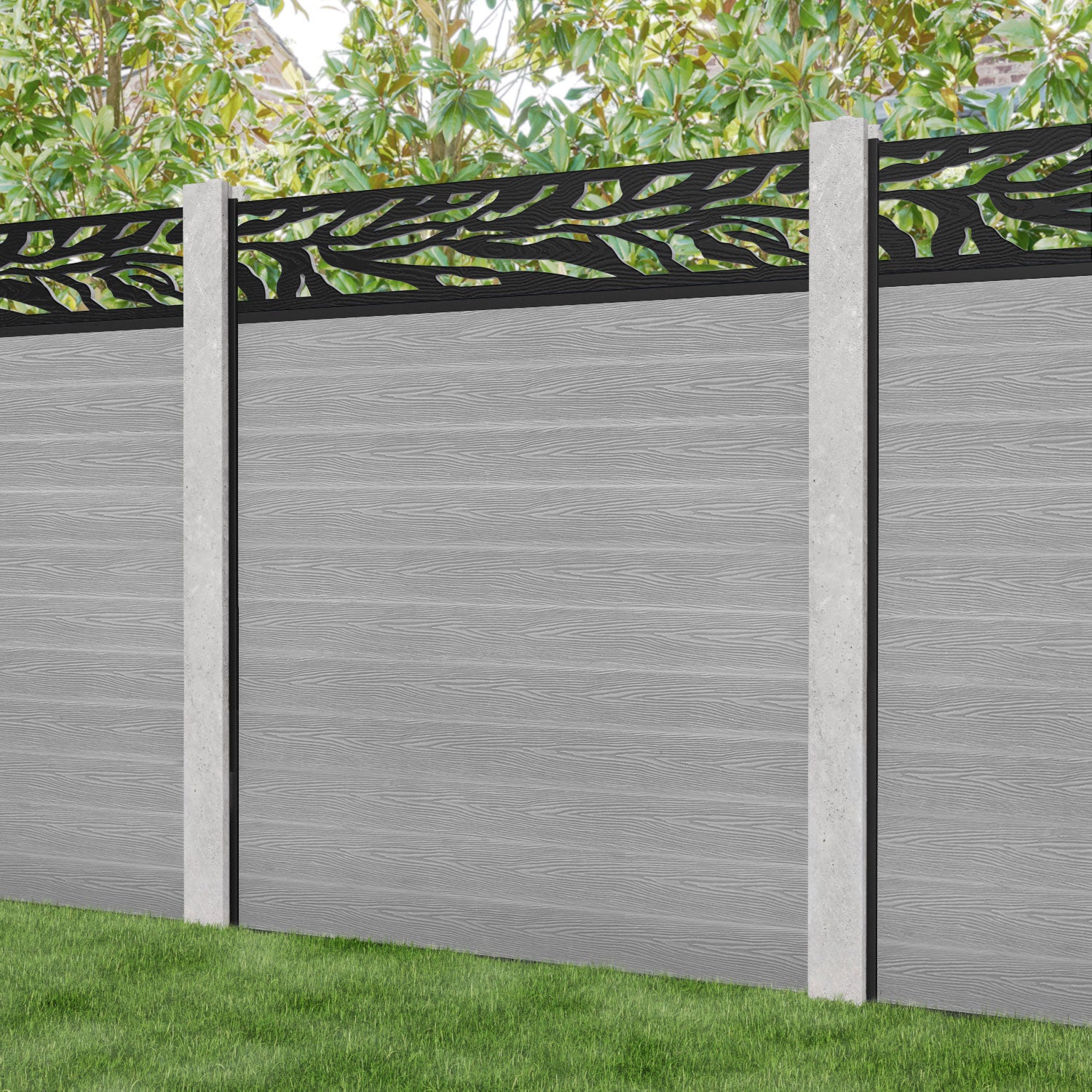 Classic Malawi Fence Panel - Light Grey - for existing concrete posts