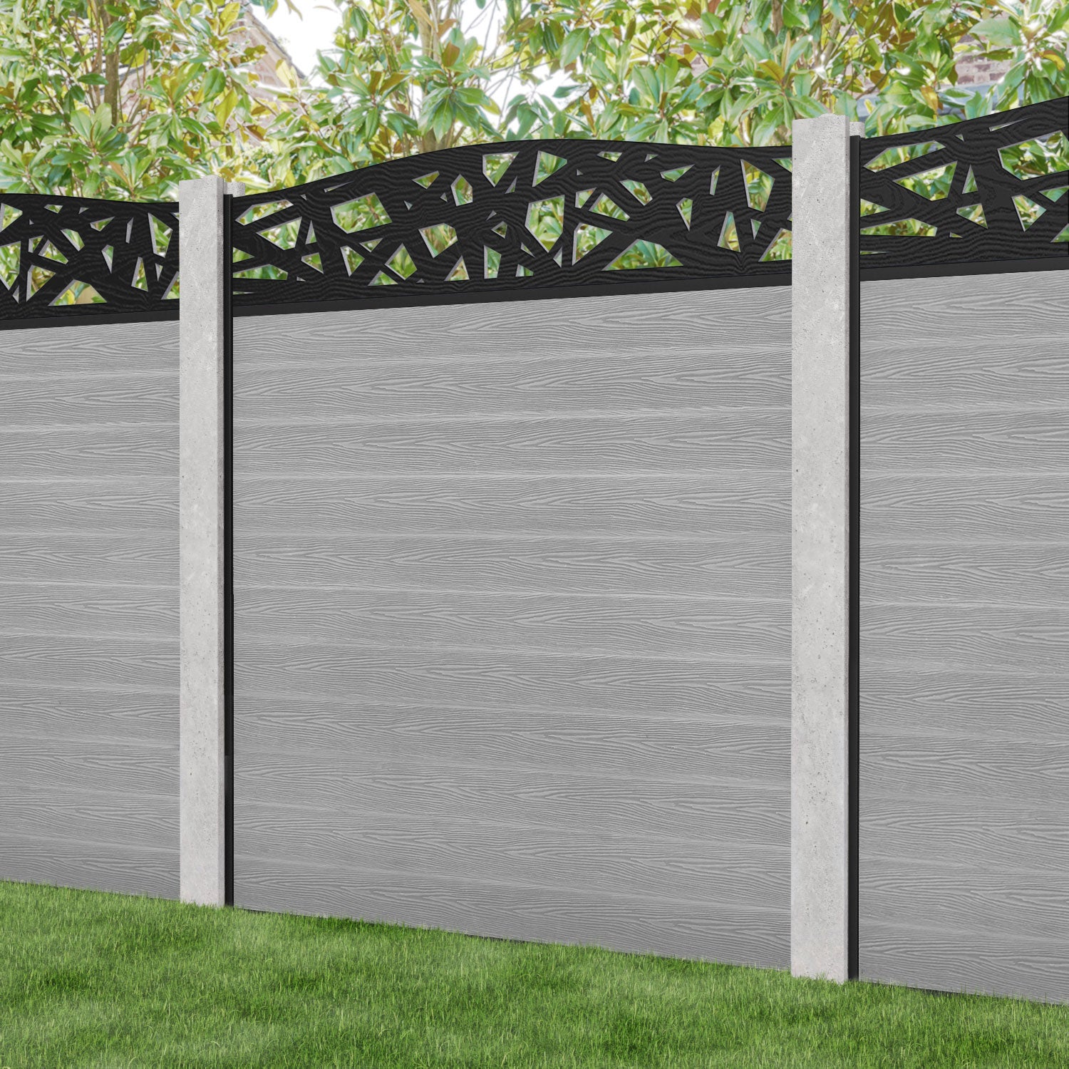 Classic Prism Curved Top Fence Panel - Light Grey - for existing concrete posts