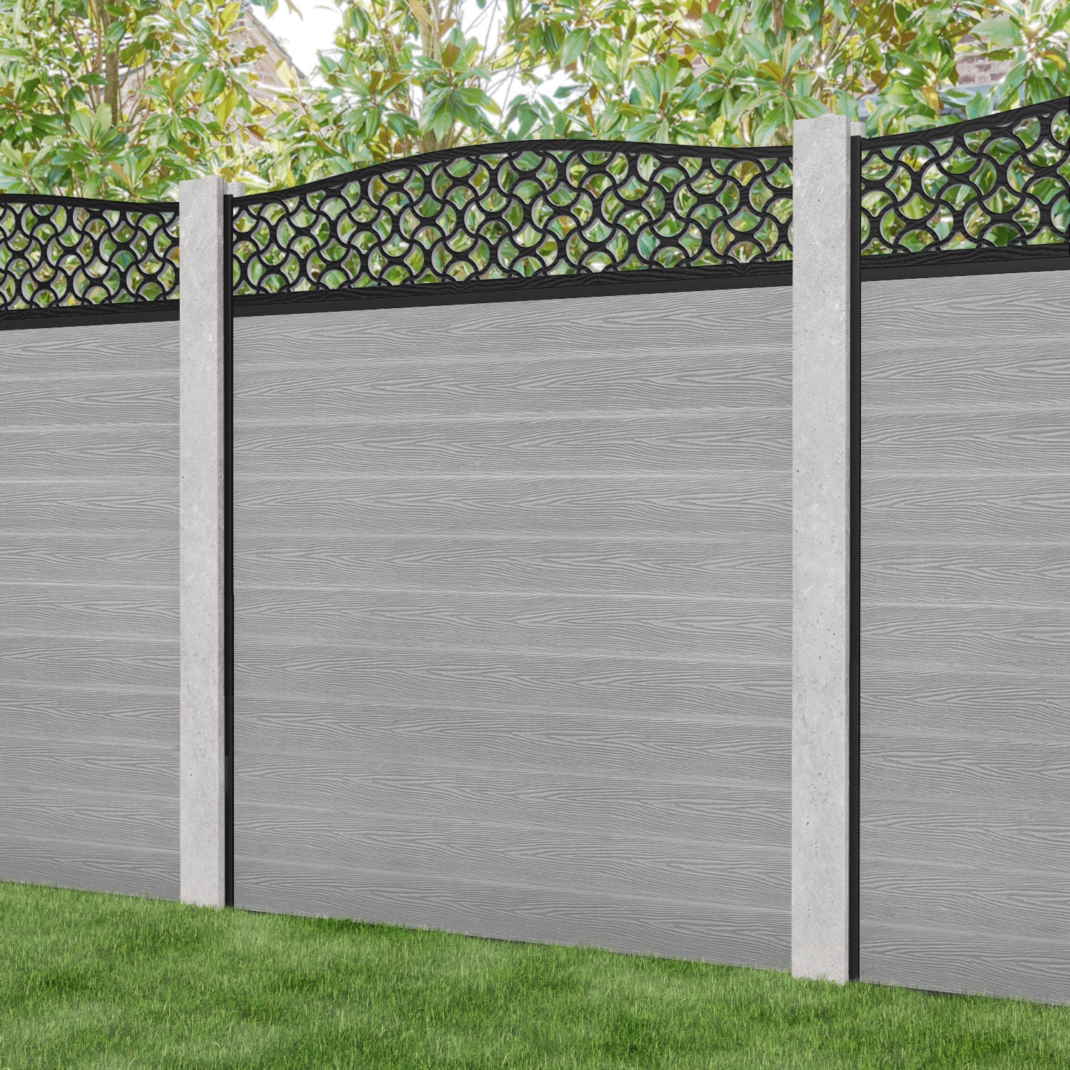 Classic Vida Curved Top Fence Panel - Light Grey - for existing concrete posts