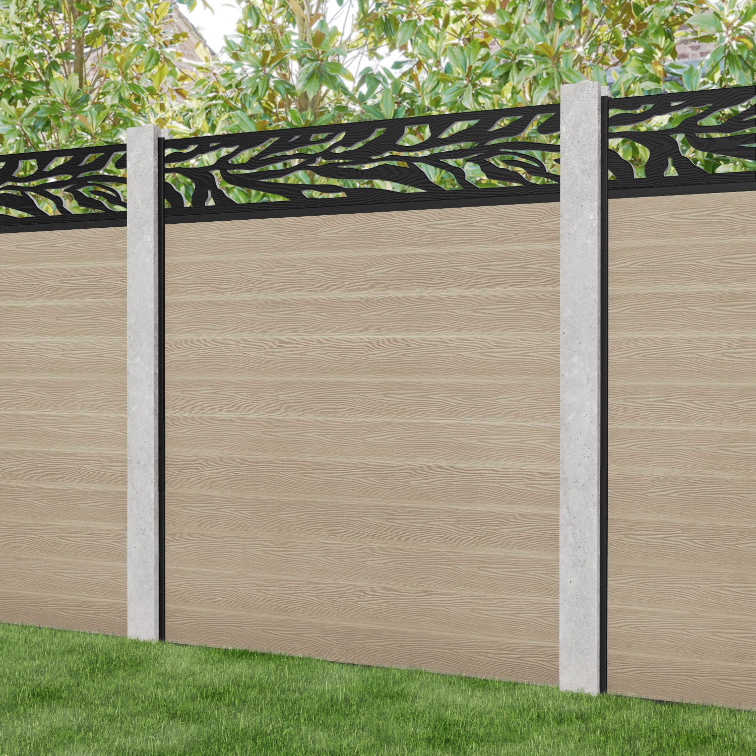 Classic Malawi Fence Panel - Light Oak - for existing concrete posts