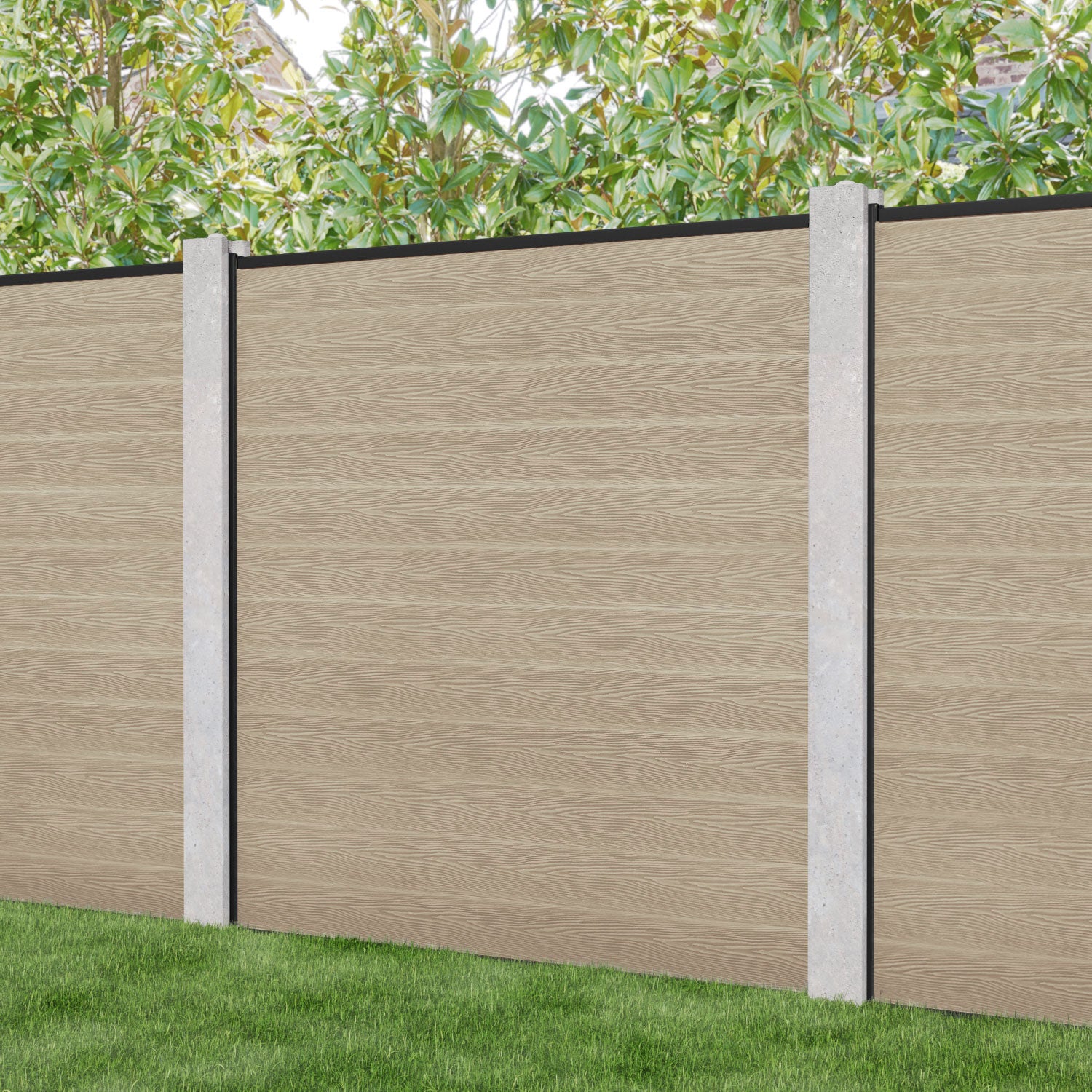 Classic Fence Panel - Light Oak - for existing concrete posts