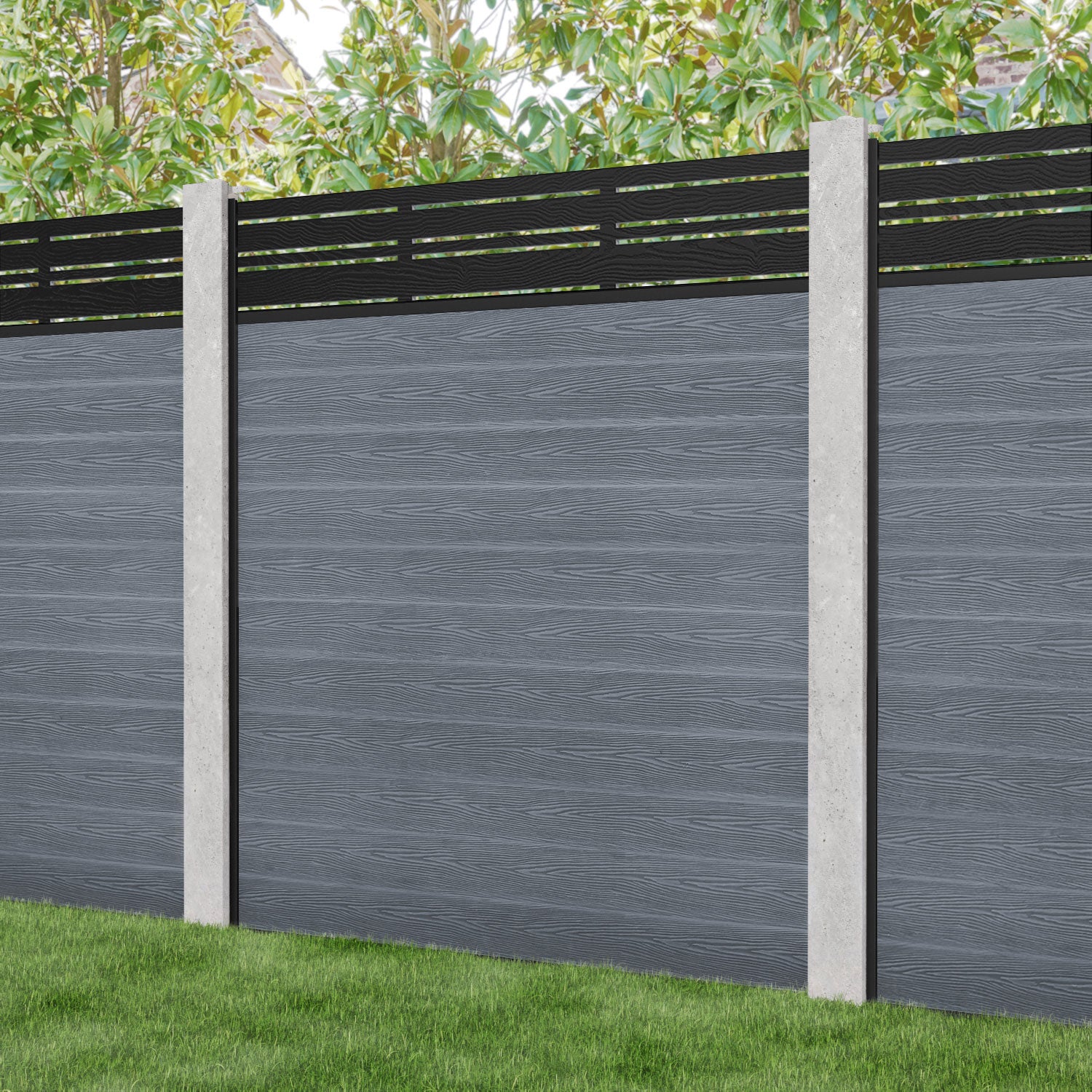 Classic Linea Fence Panel - Anthracite - for existing concrete posts