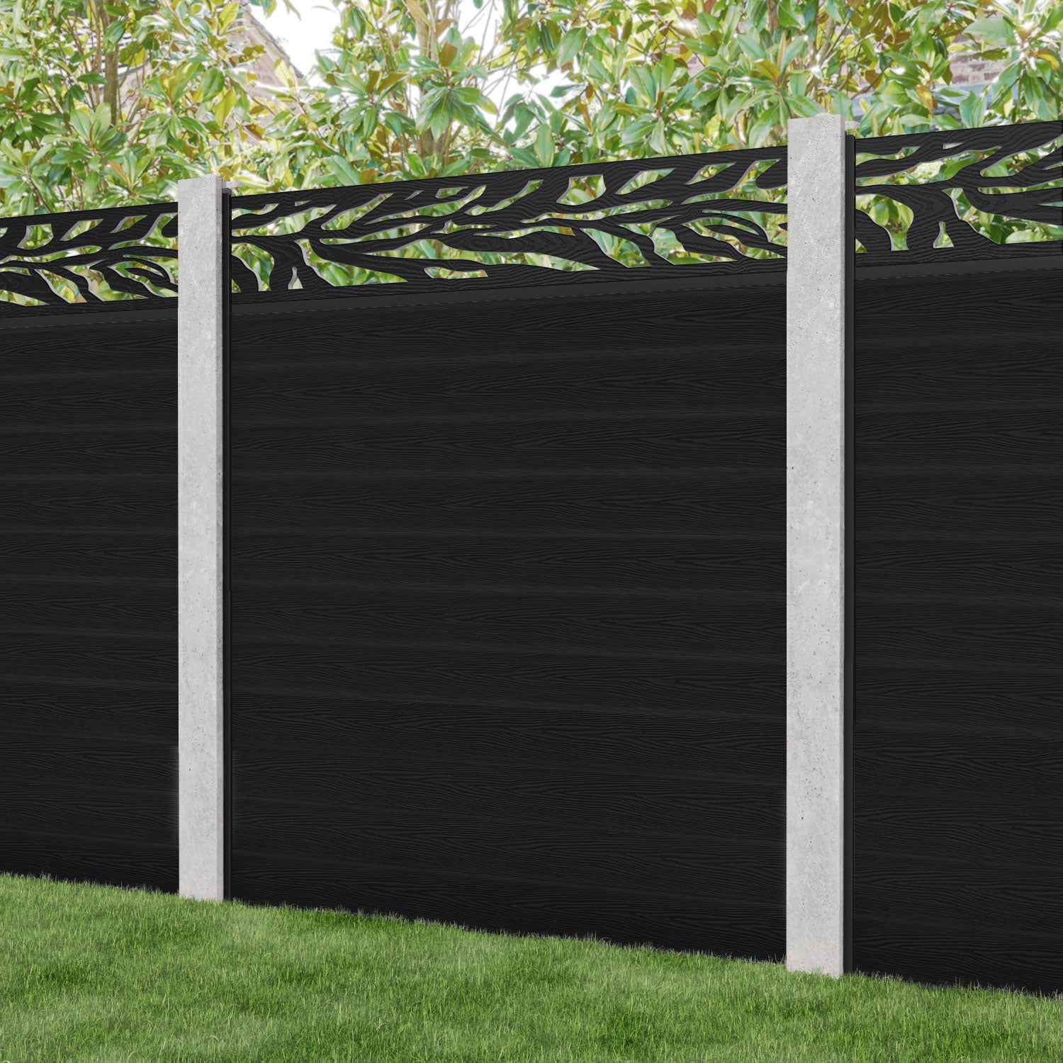 Classic Malawi Fence Panel - Black - for existing concrete posts