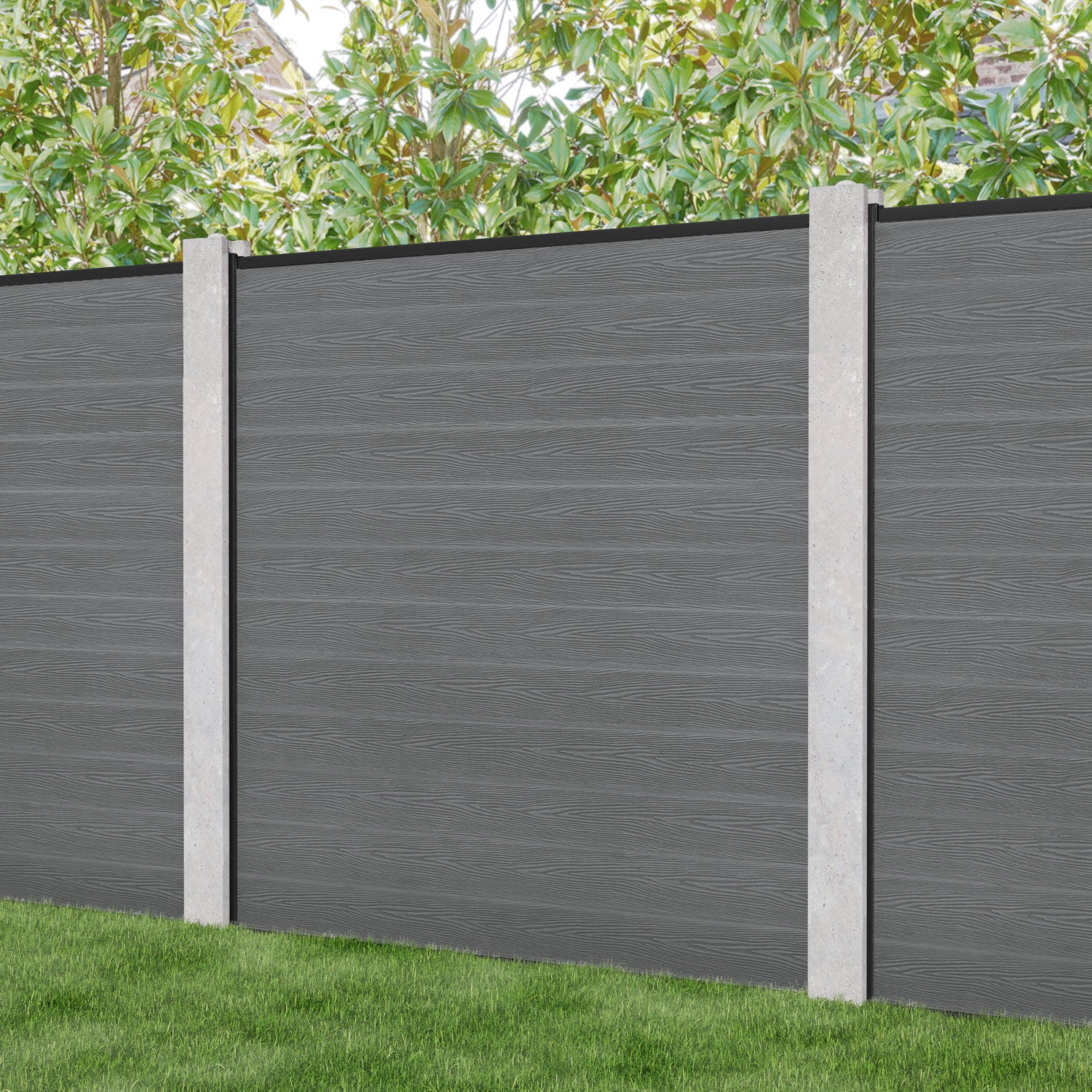 Classic Fence Panel - Mid Grey - for existing concrete posts