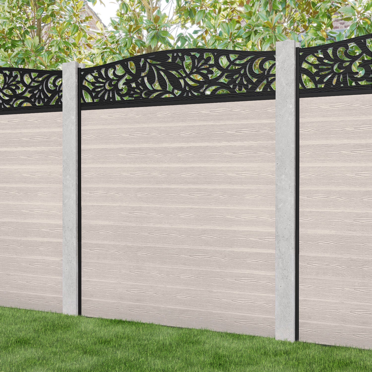 Classic Heritage Curved Top Fence Panel - Mid Stone - for existing concrete posts