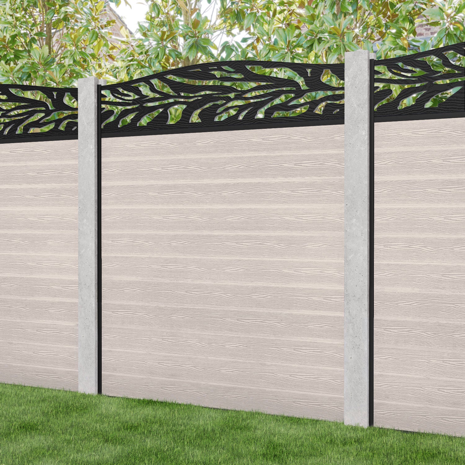 Classic Malawi Curved Top Fence Panel - Mid Stone - for existing concrete posts