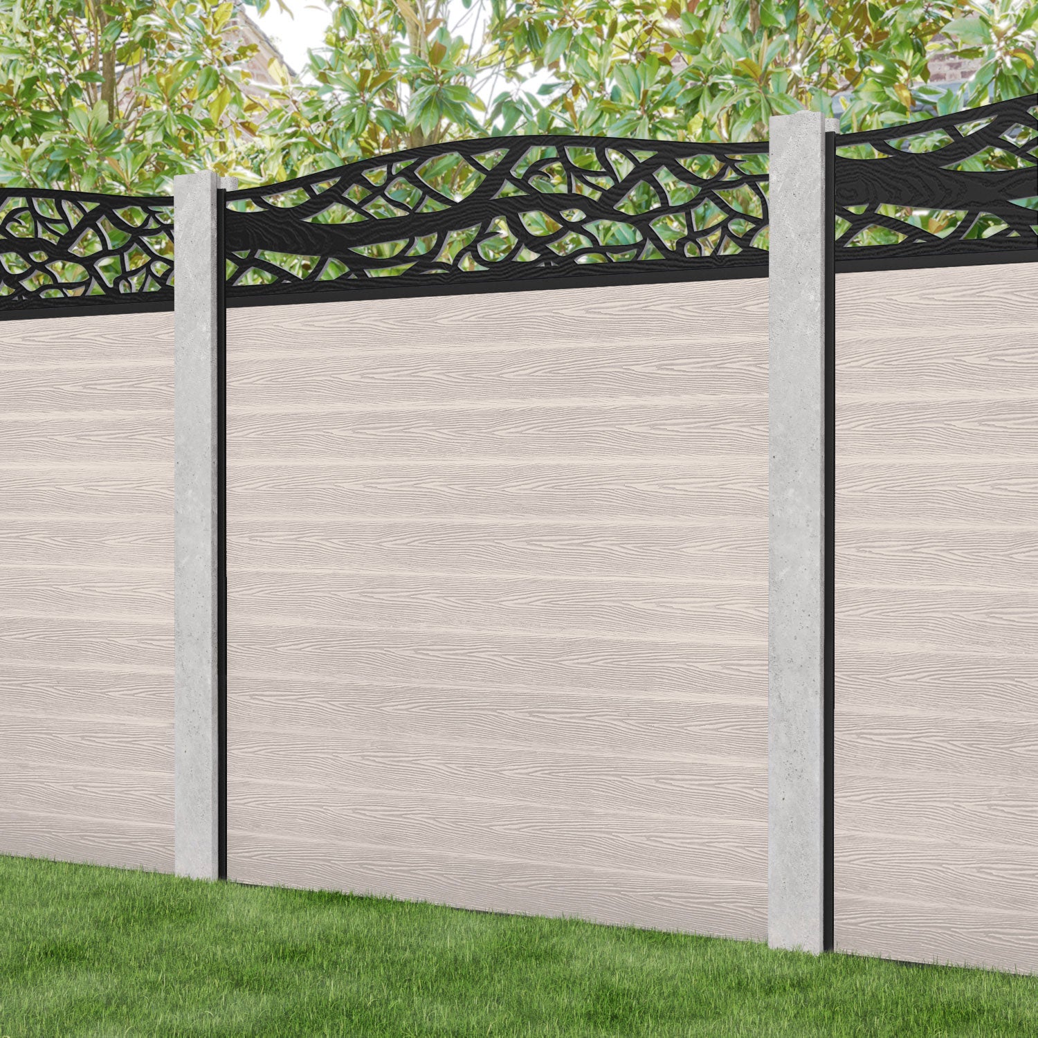 Classic Twilight Curved Top Fence Panel - Mid Stone - for existing concrete posts