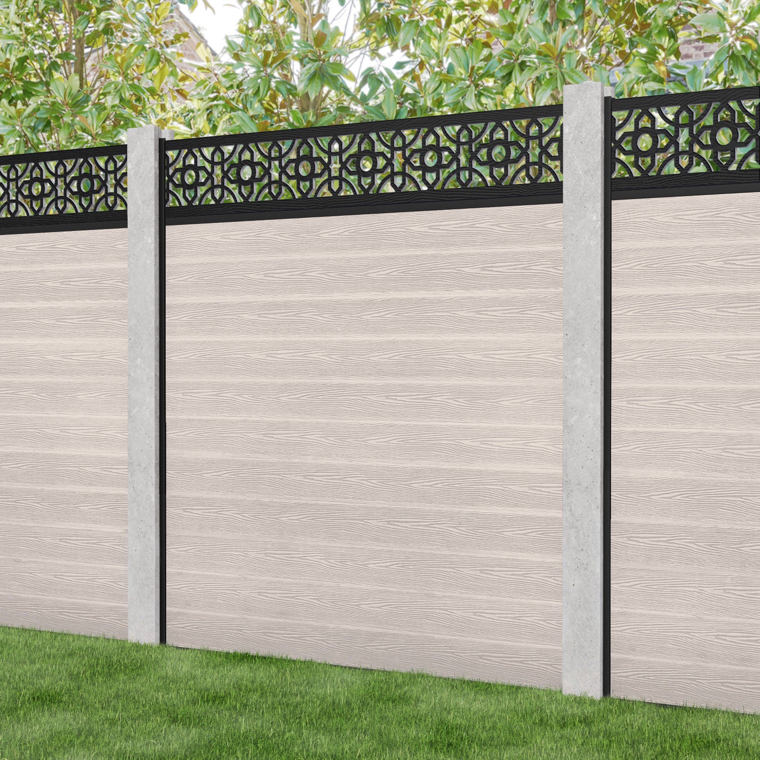 Classic Nabila Fence Panel - Mid Stone - for existing concrete posts