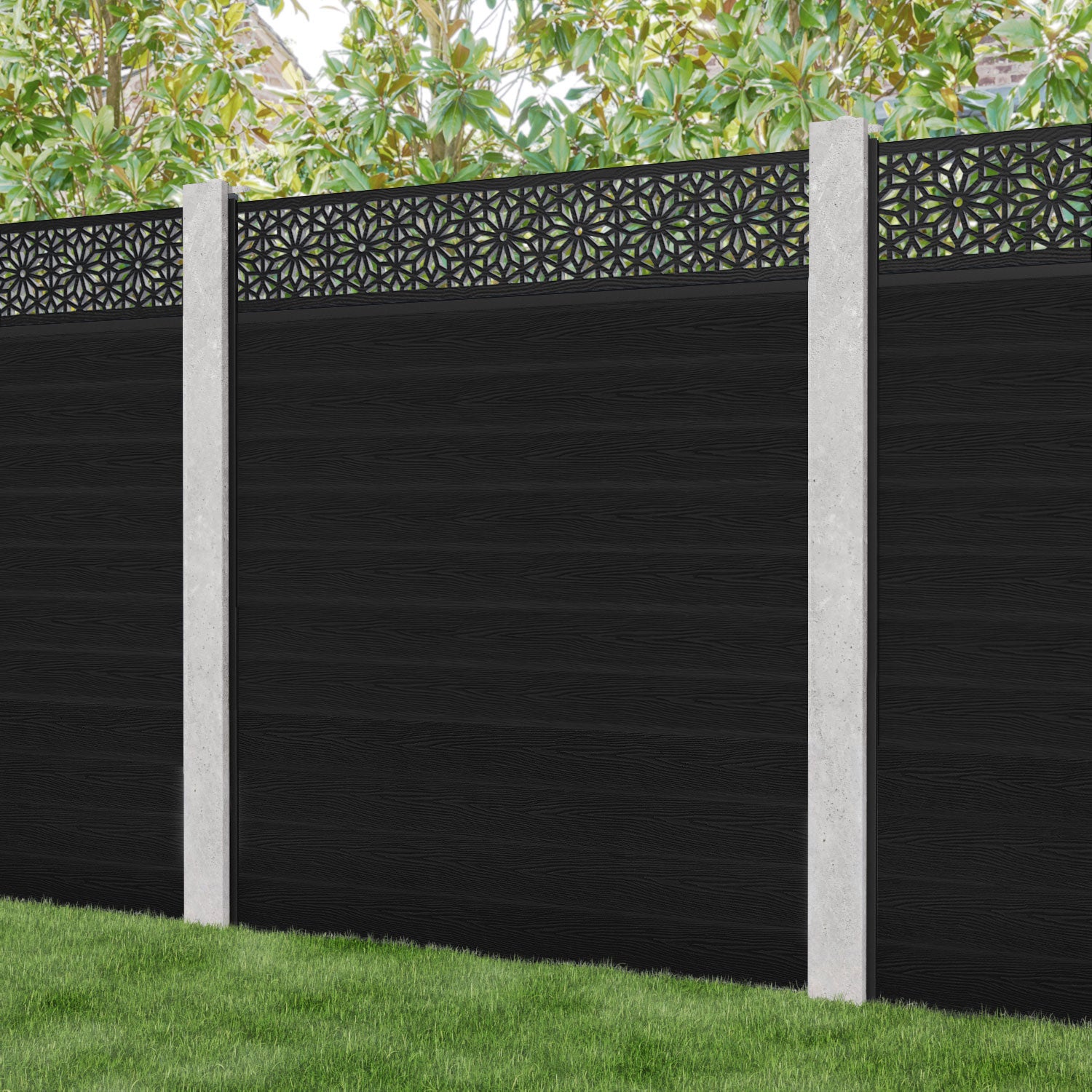 Classic Narwa Fence Panel - Black - for existing concrete posts