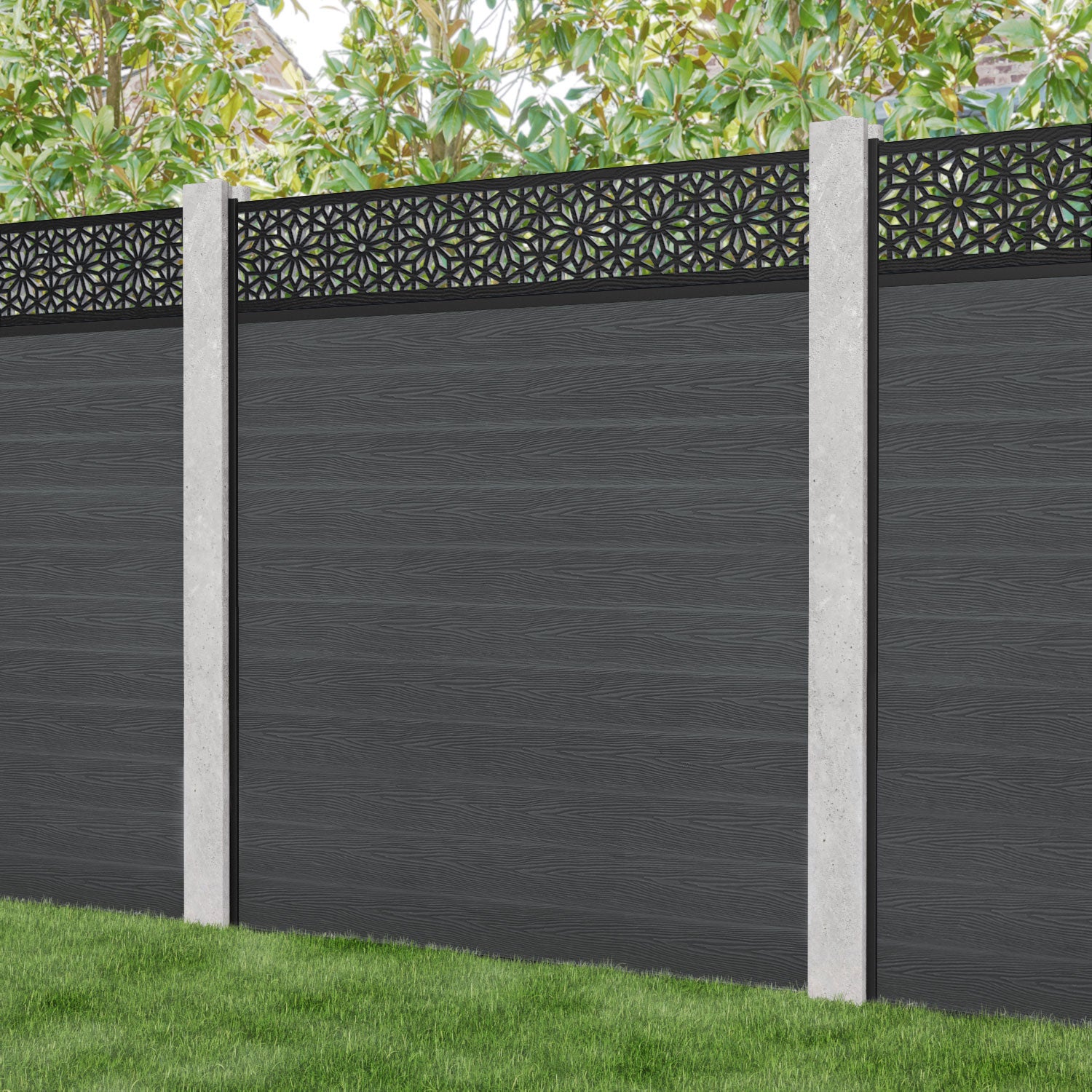 Classic Narwa Fence Panel - Dark Grey - for existing concrete posts