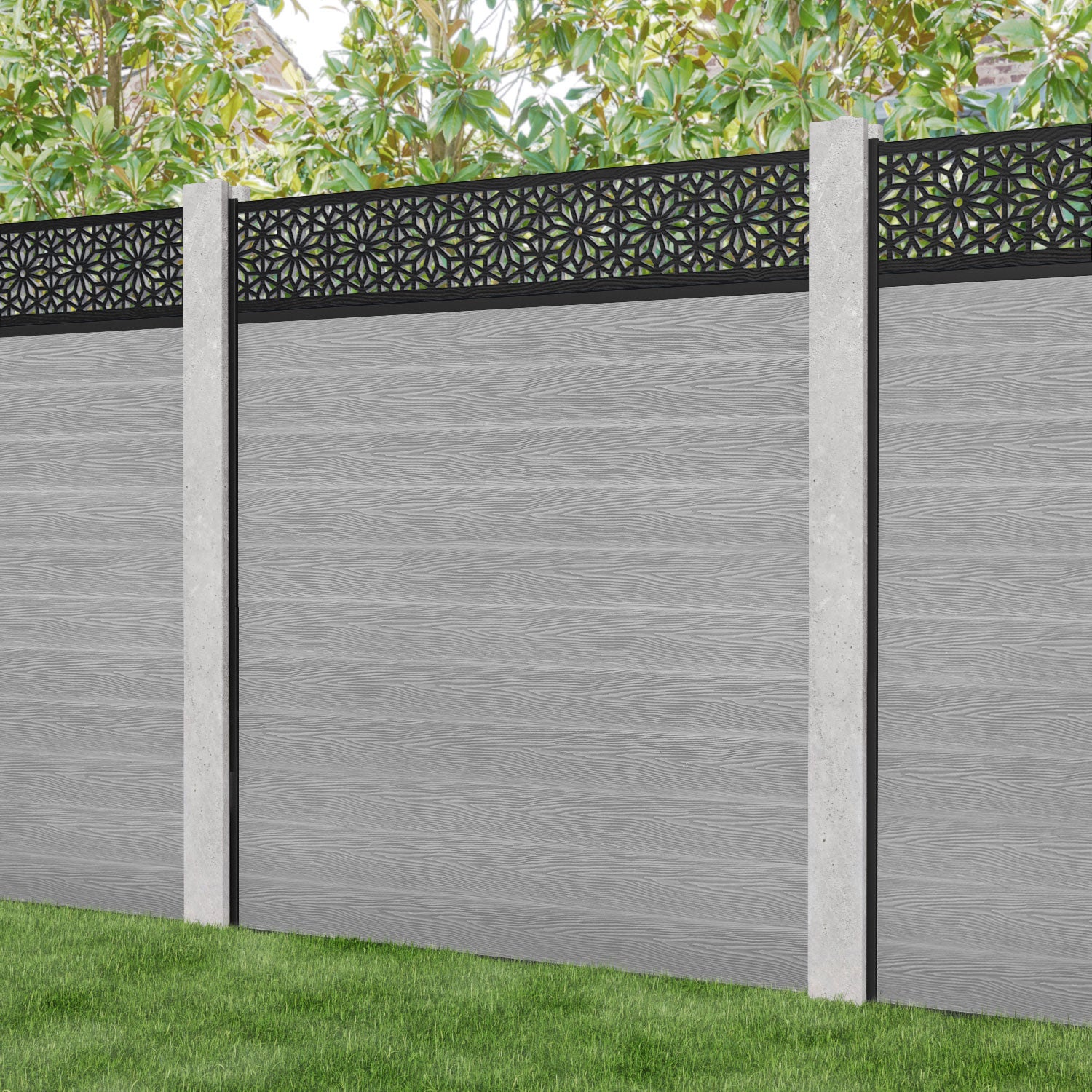 Classic Narwa Fence Panel - Light Grey - for existing concrete posts