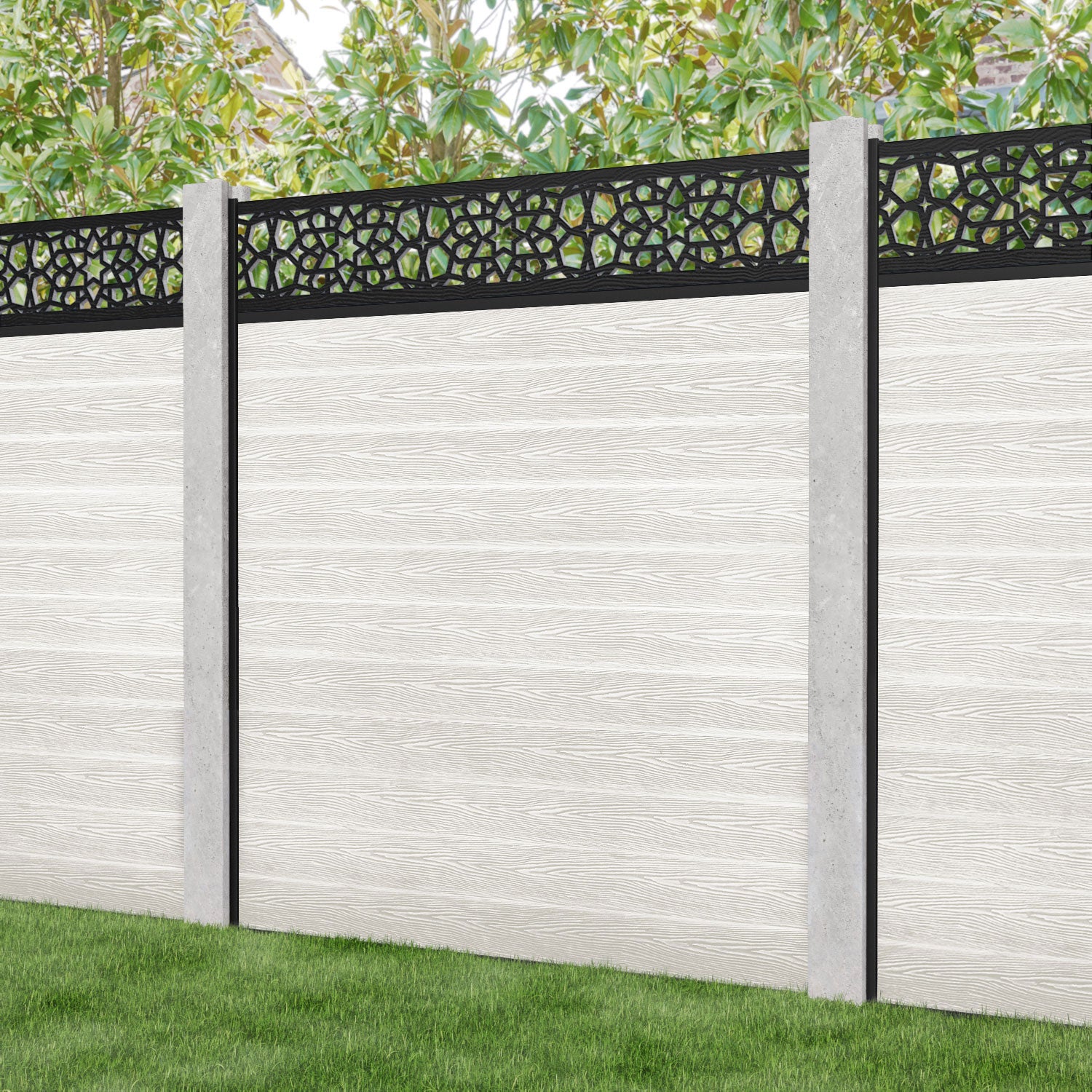 Classic Nazira Fence Panel - Light Stone - for existing concrete posts
