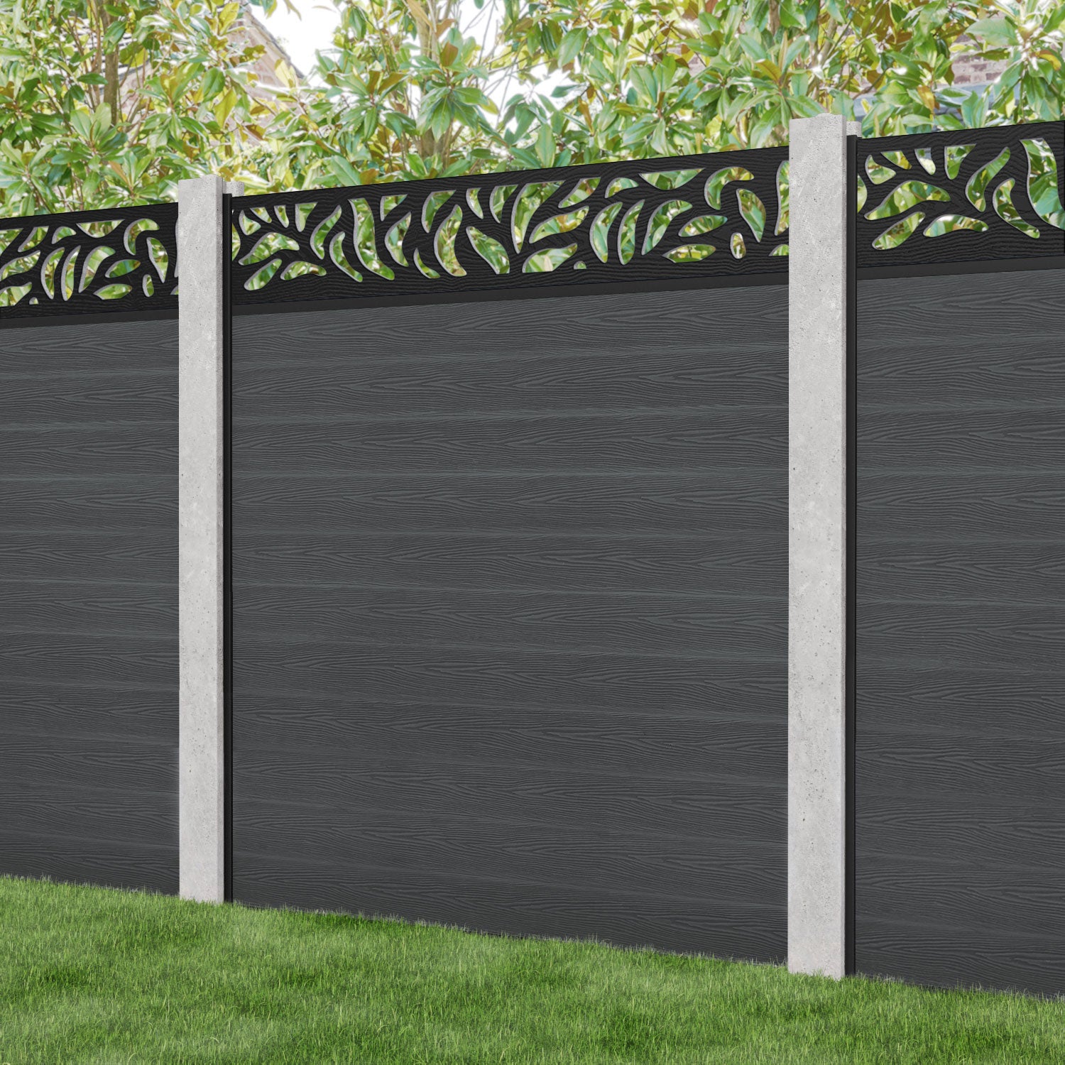 Classic Plume Fence Panel - Dark Grey - for existing concrete posts