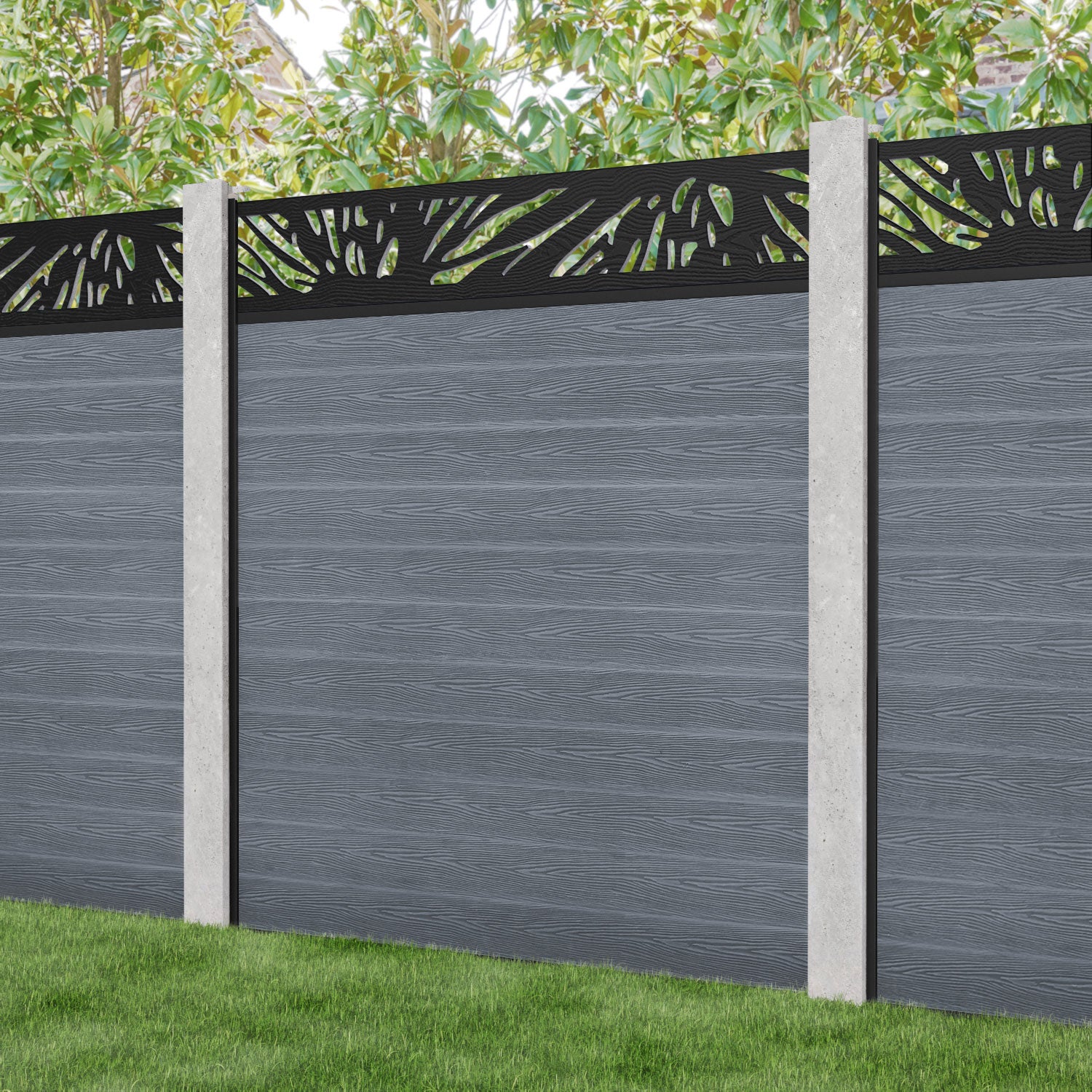 Classic Poppy Fence Panel - Anthracite - for existing concrete posts