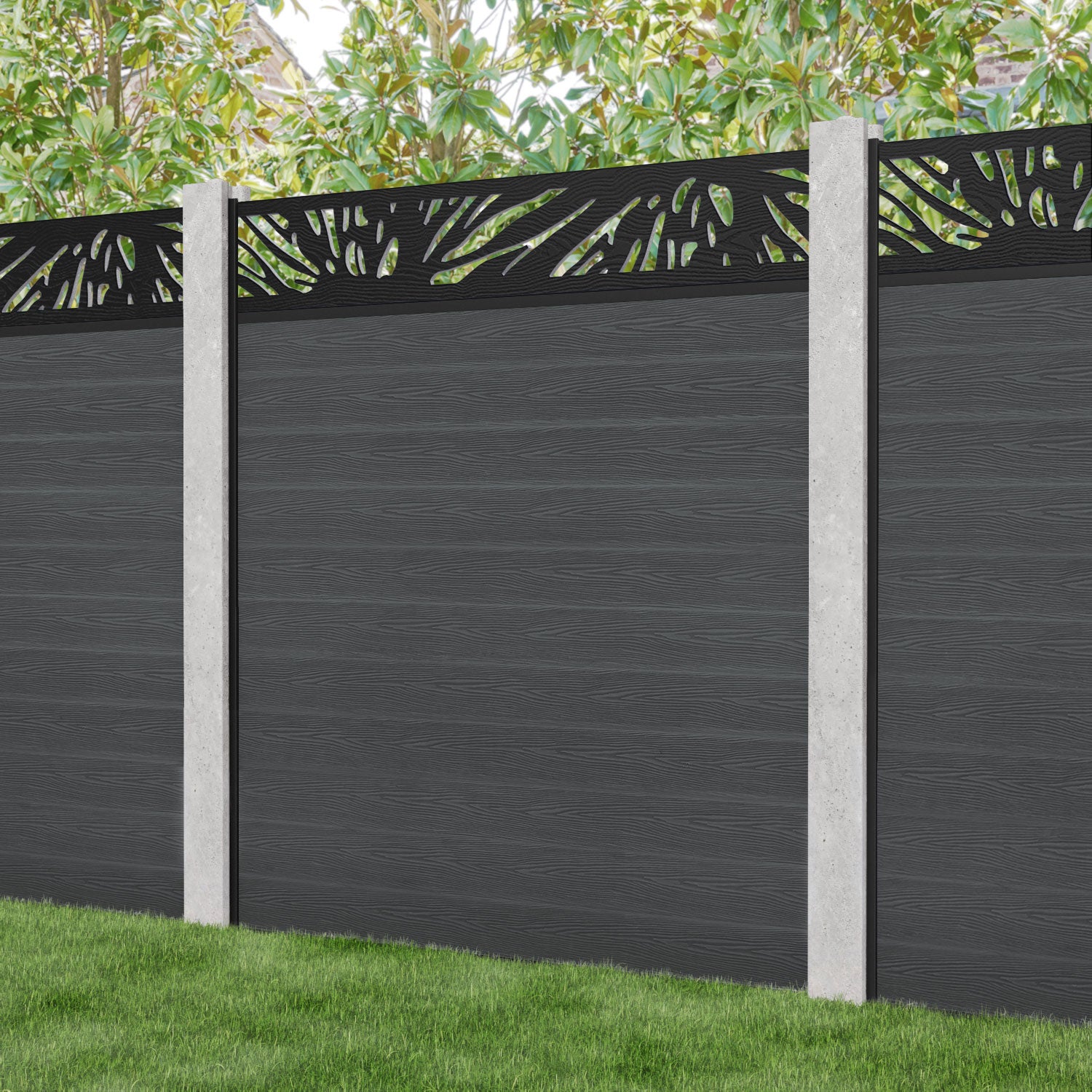 Classic Poppy Fence Panel - Dark Grey - for existing concrete posts