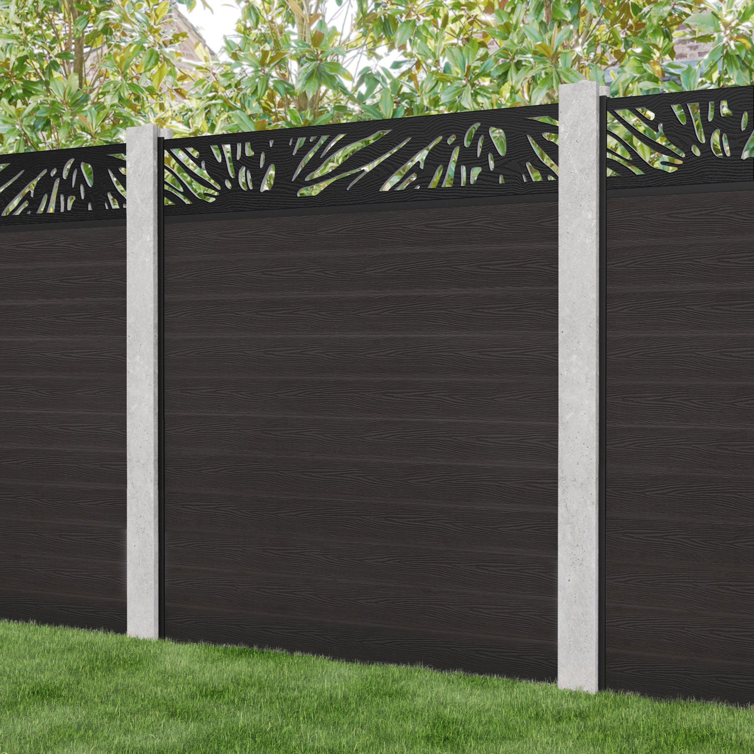 Classic Poppy Fence Panel - Dark Oak - for existing concrete posts