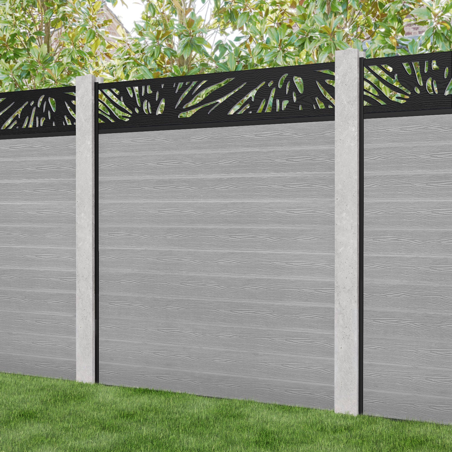 Classic Poppy Fence Panel - Light Grey - for existing concrete posts