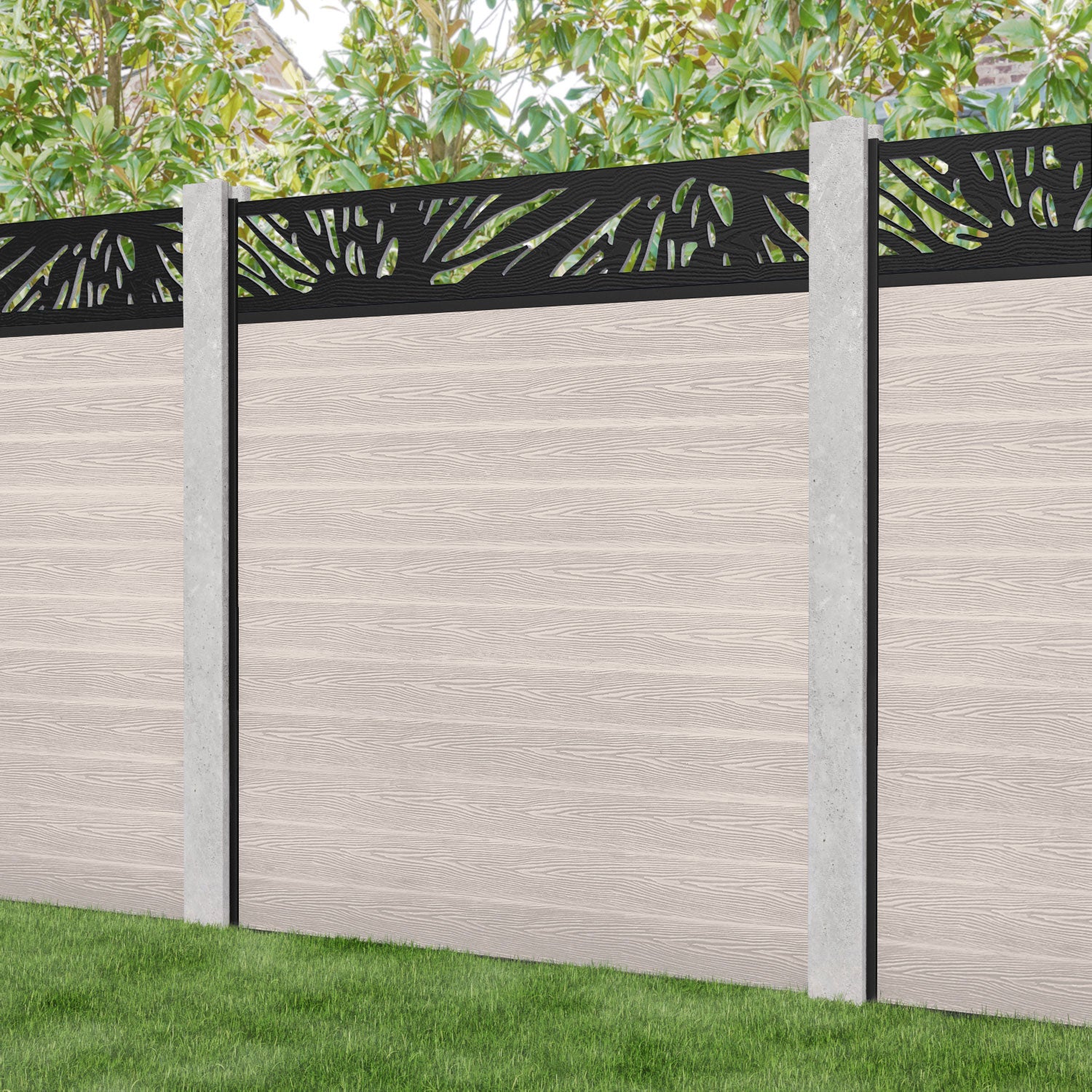 Classic Poppy Fence Panel - Mid Stone - for existing concrete posts